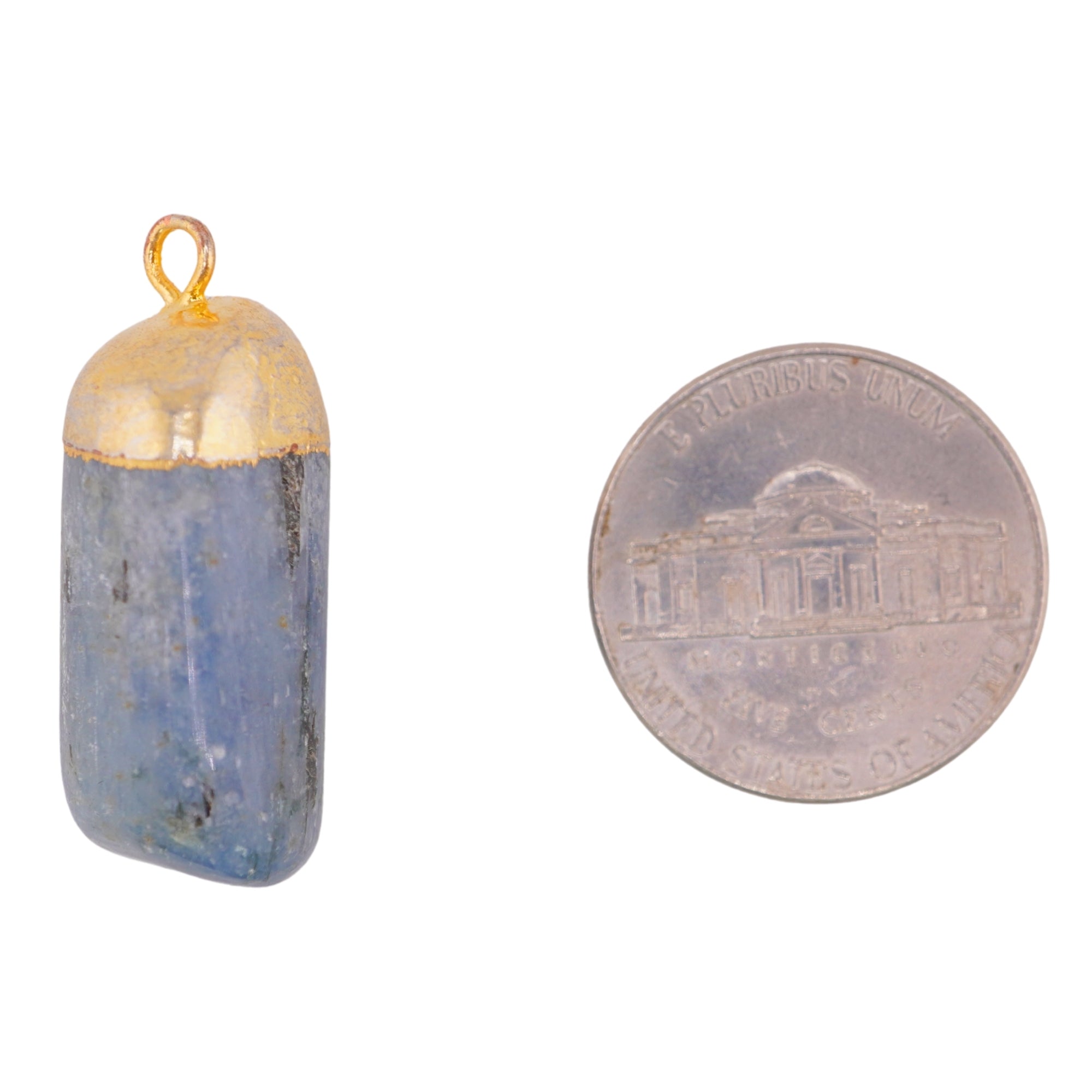 Kyanite Gemstone Gold Electroplated Pendant Charm