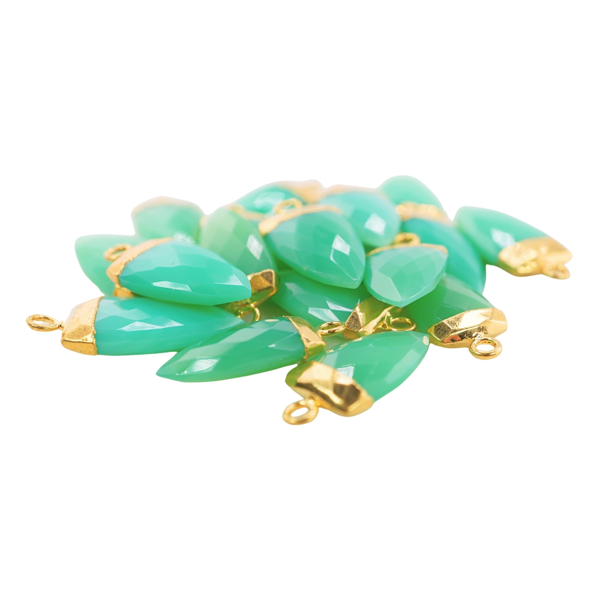 Chrysoprase Chalcedony Arrow Shape Gold Electroplated Pendant