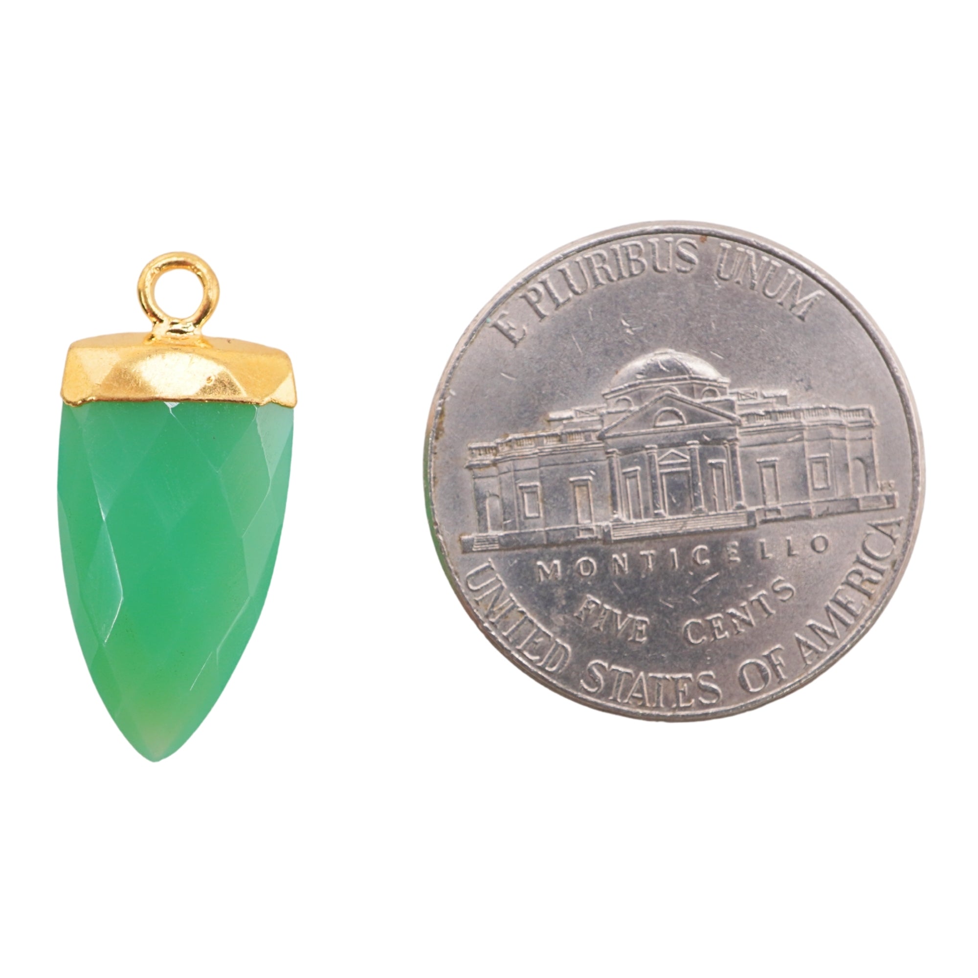 Chrysoprase Chalcedony Arrow Shape Gold Electroplated Pendant