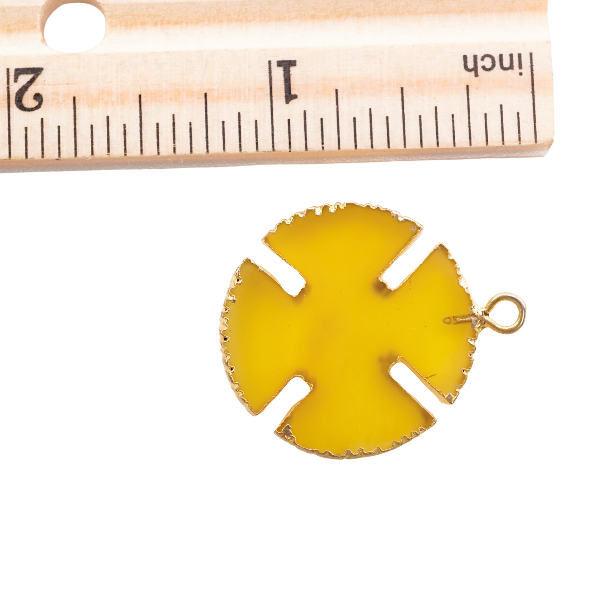 Yellow Chalcedony Viking Cross Gemstone Gold Electroplated Charm Pendant