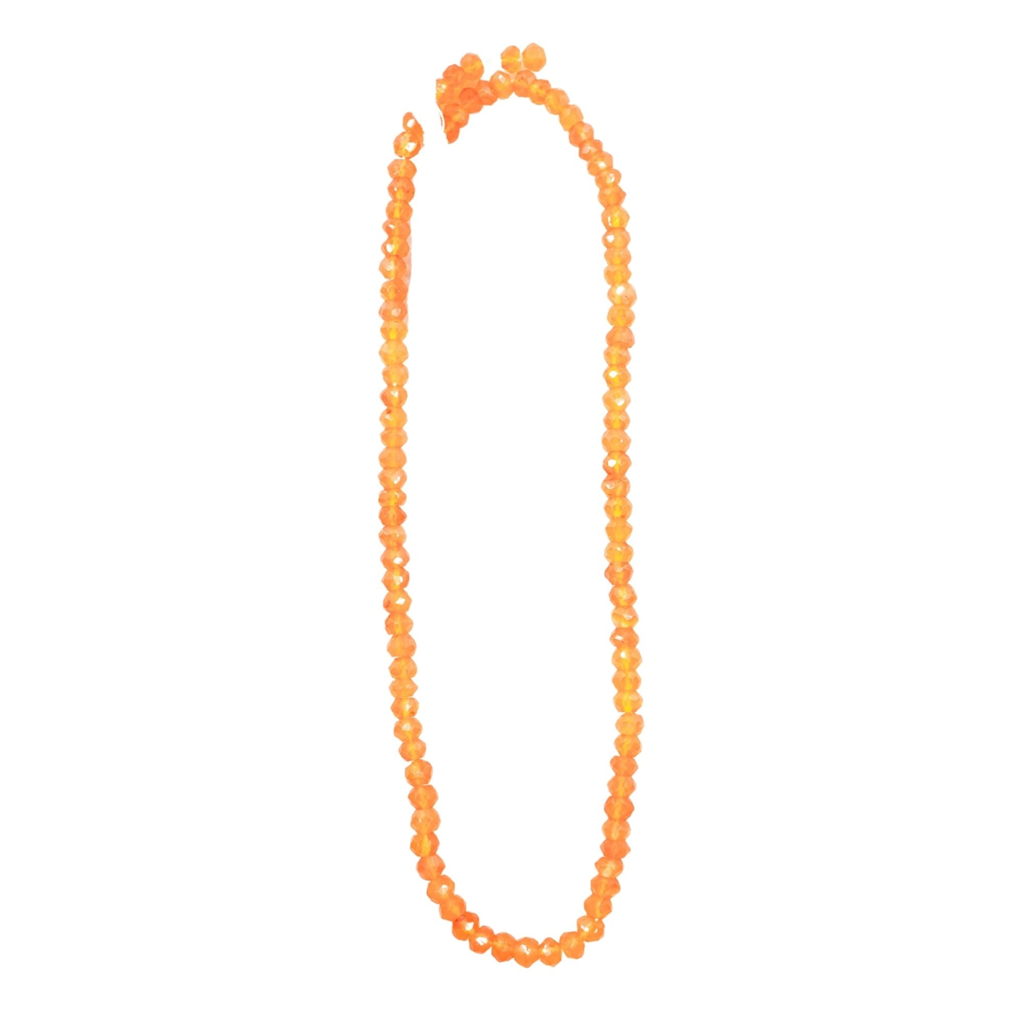 Carnelian Beads Small Faceted Rondelles 3.5 MM - 4 MM Rondelle Beads - 14" Bead Strand - For Necklace, Jewelry Supplies