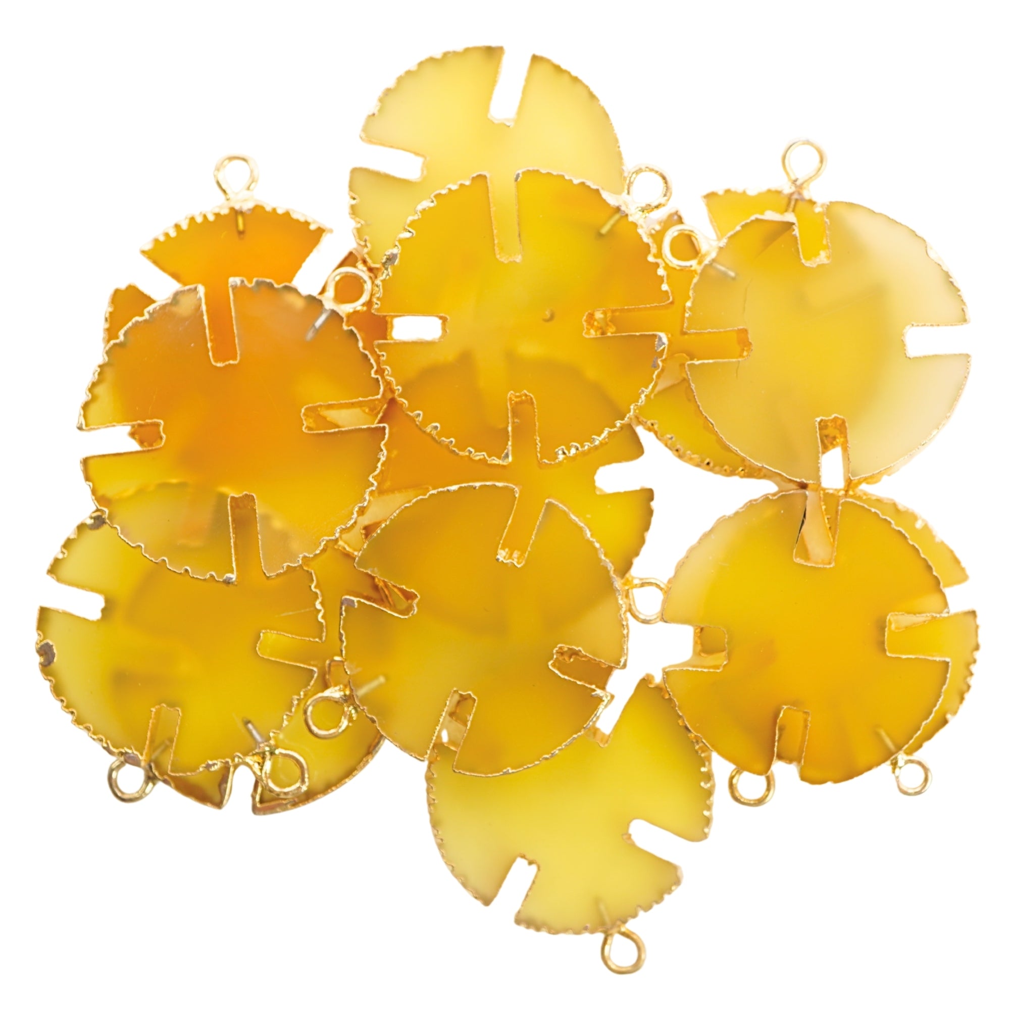 Yellow Chalcedony Viking Cross Gemstone Gold Electroplated Charm Pendant