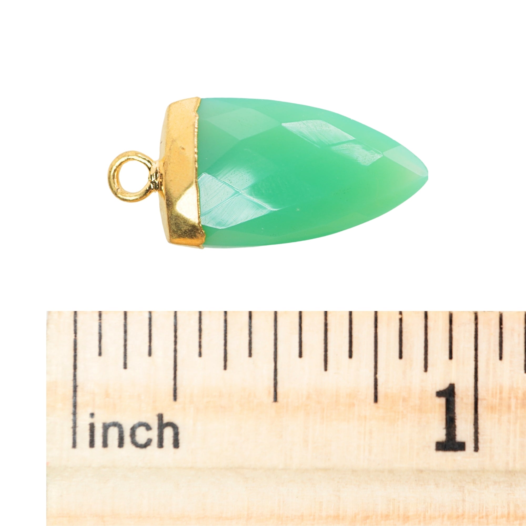 Chrysoprase Chalcedony Arrow Shape Gold Electroplated Pendant