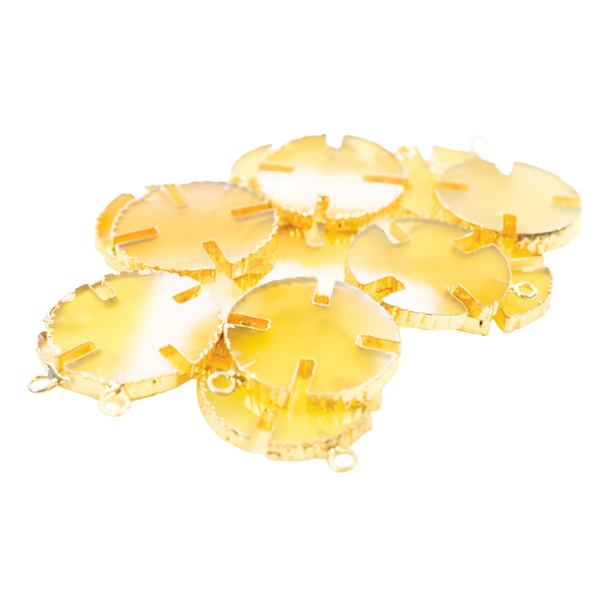 Yellow Chalcedony Viking Cross Gemstone Gold Electroplated Charm Pendant