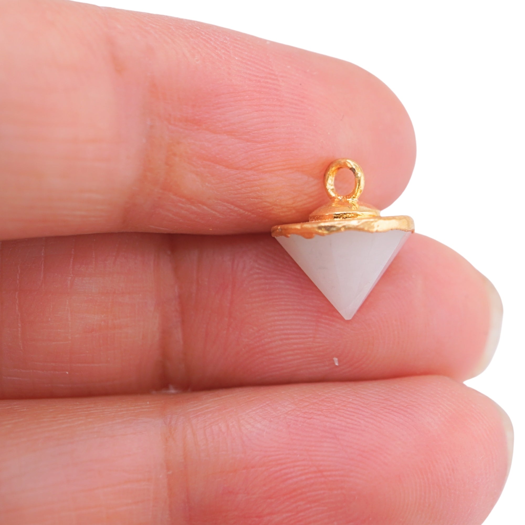 White Agate Cone Shape Gold Electroplated Pendant