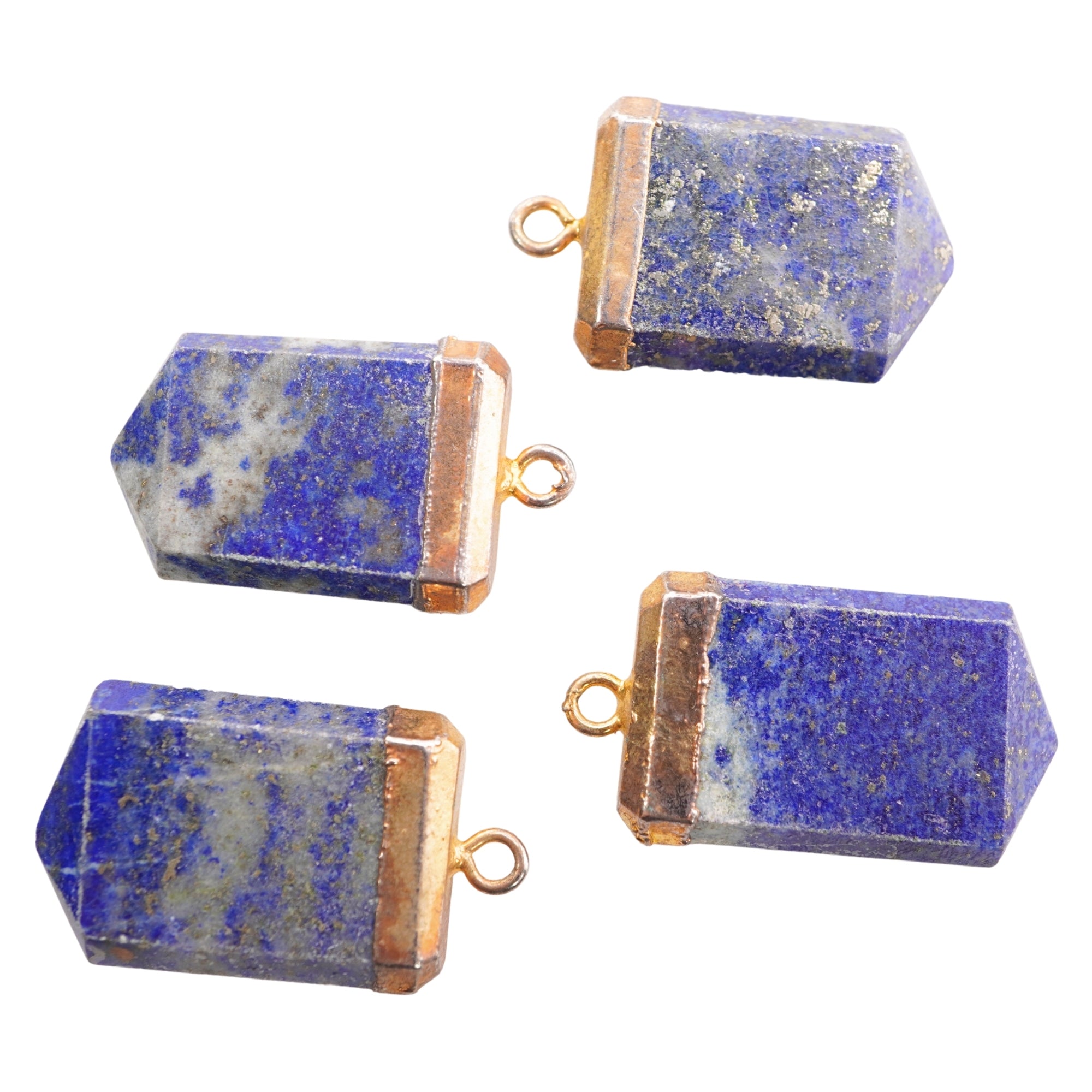 Lapis Lazuli Flat Point Pencil Shape Gold Electroplated Charm Pendant
