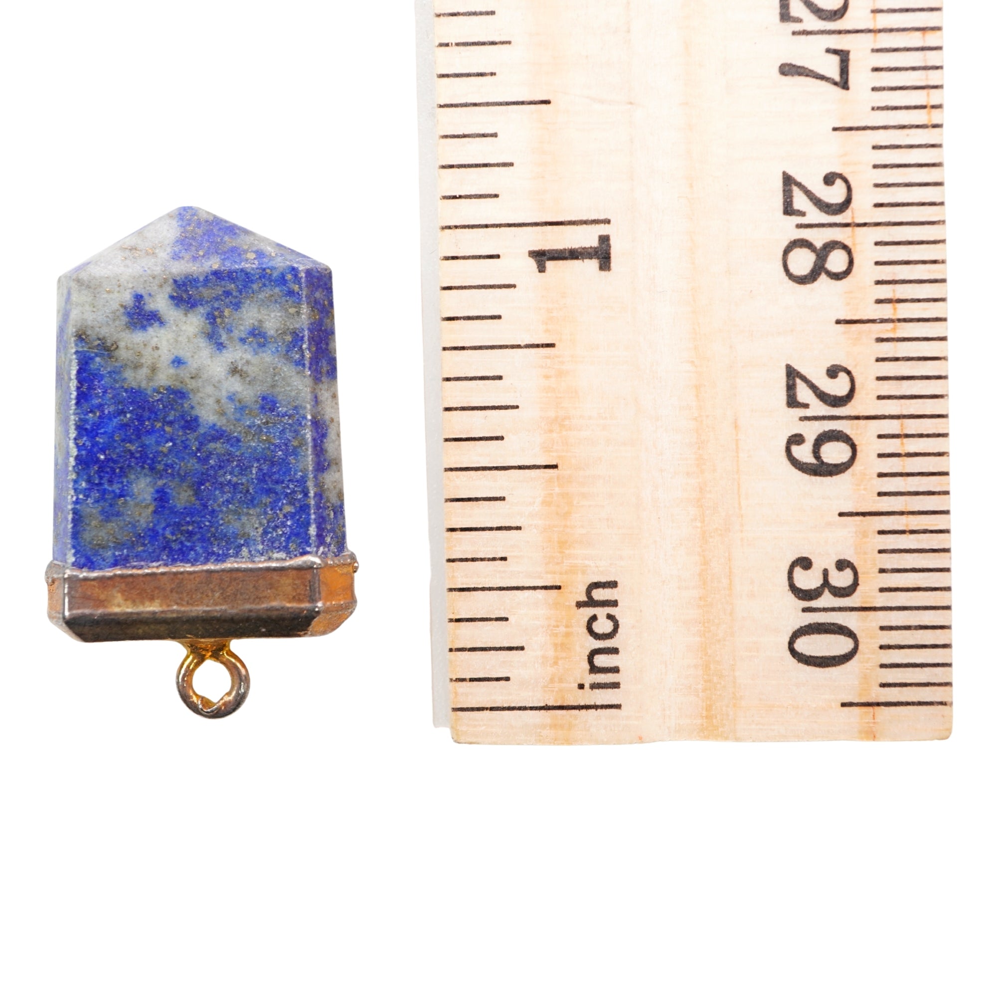 Lapis Lazuli Flat Point Pencil Shape Gold Electroplated Charm Pendant