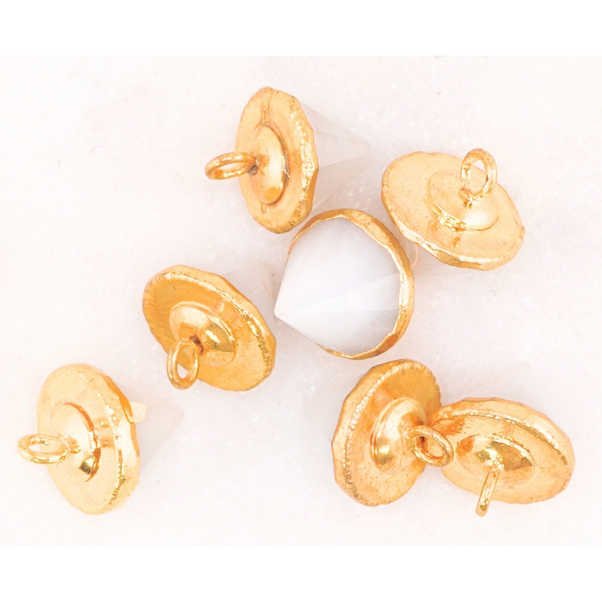 White Agate Cone Shape Gold Electroplated Pendant