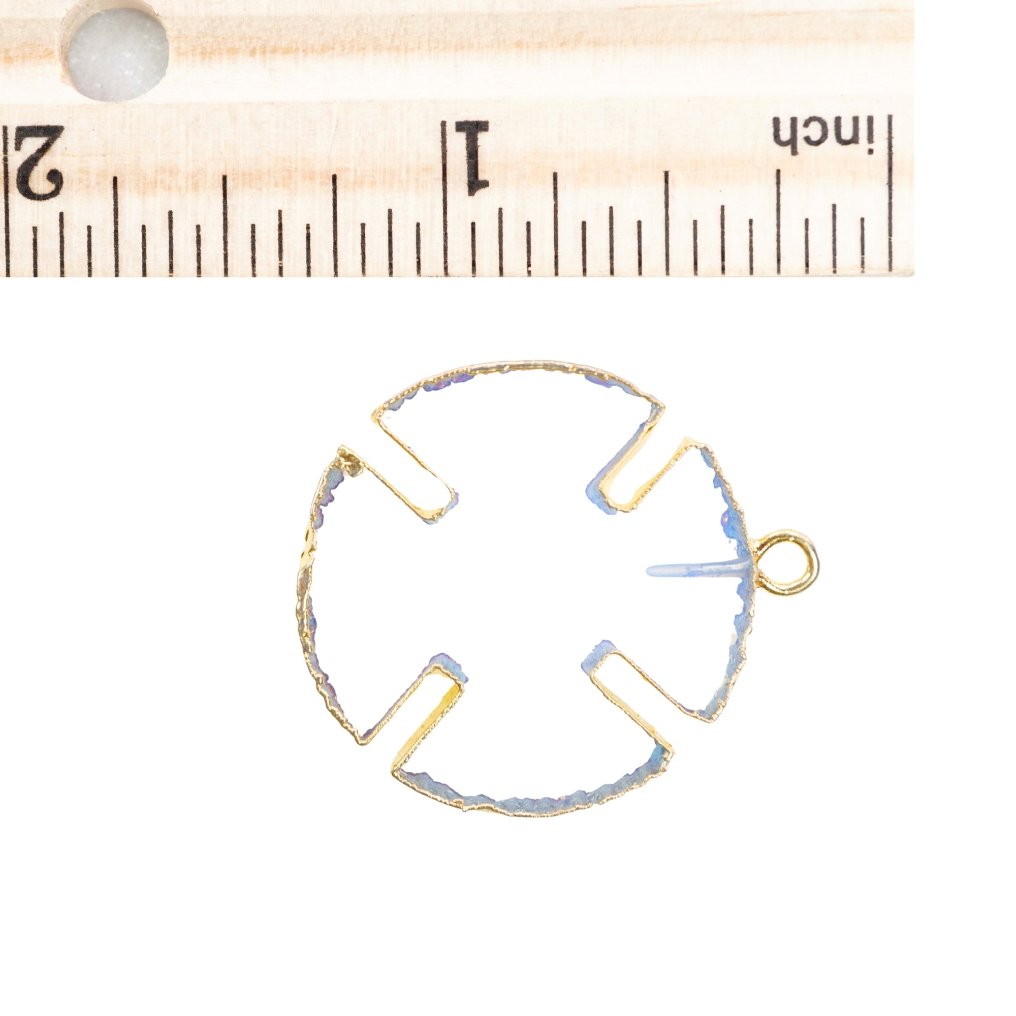 Opalite Smooth Viking Cross Shape Gemstone Gold Electroplated Charm Pendant