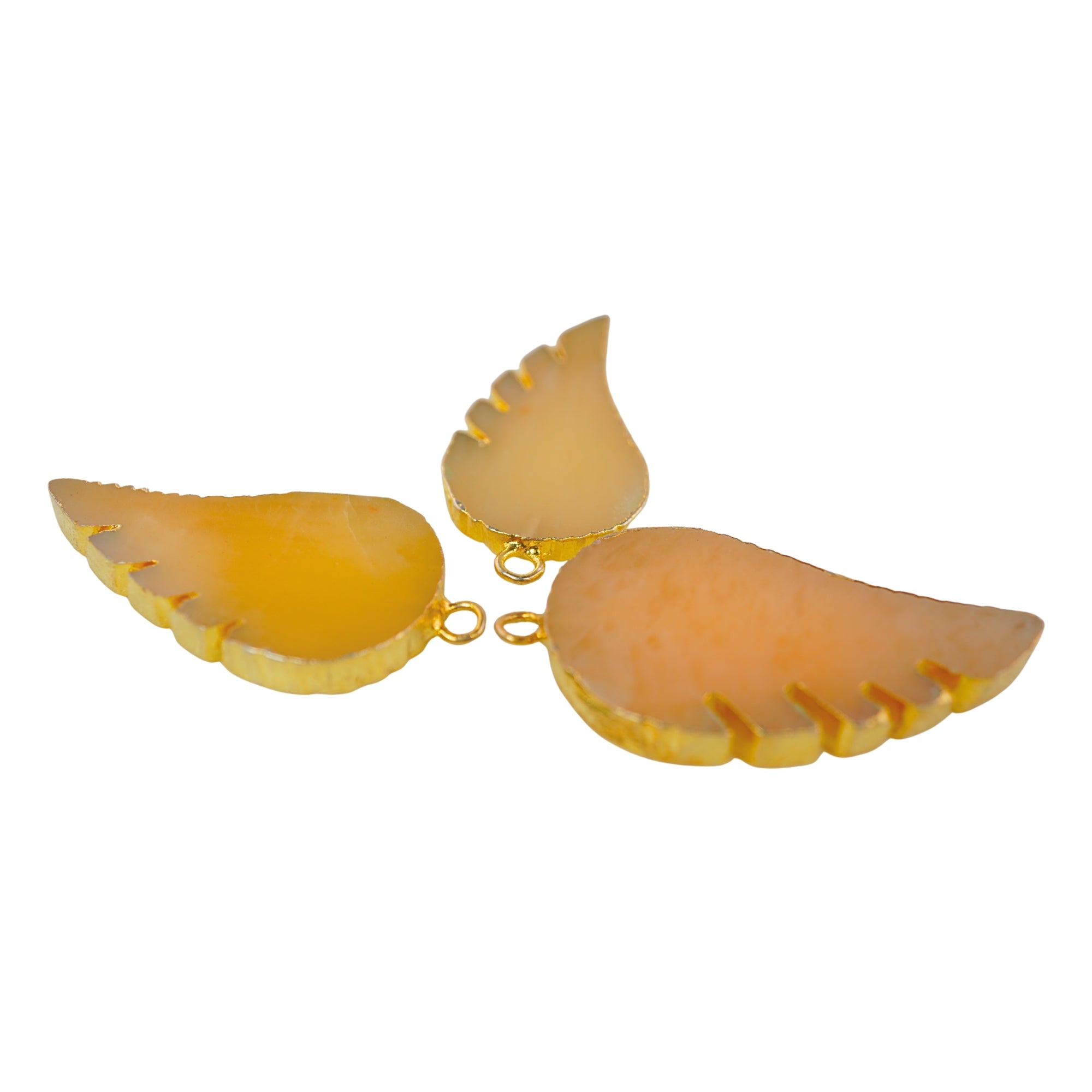 Yellow Aventurine Angel Wing Shape Gemstone Gold Electroplated Charm Pendant For Jewelry Making