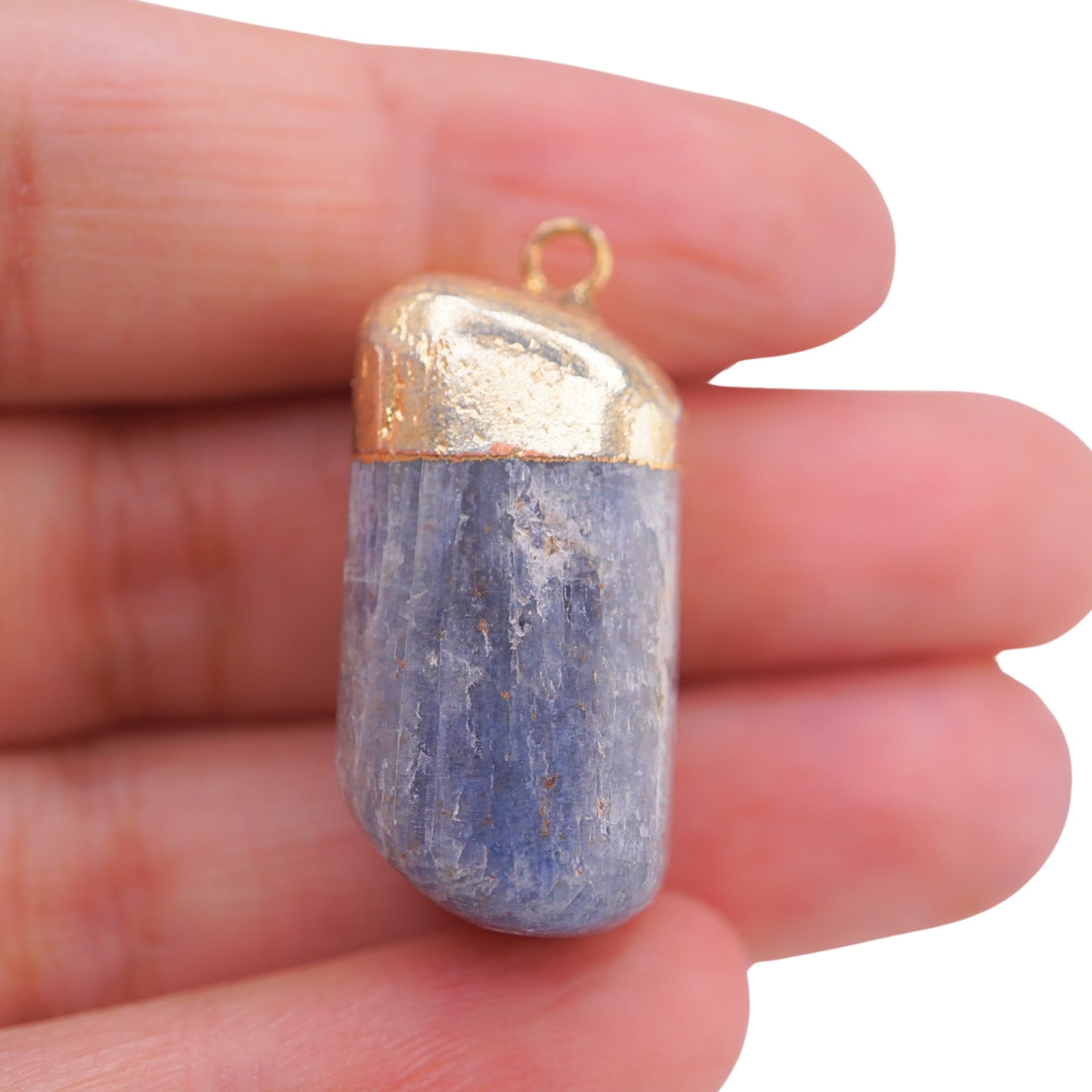Kyanite Gemstone Gold Electroplated Pendant Charm