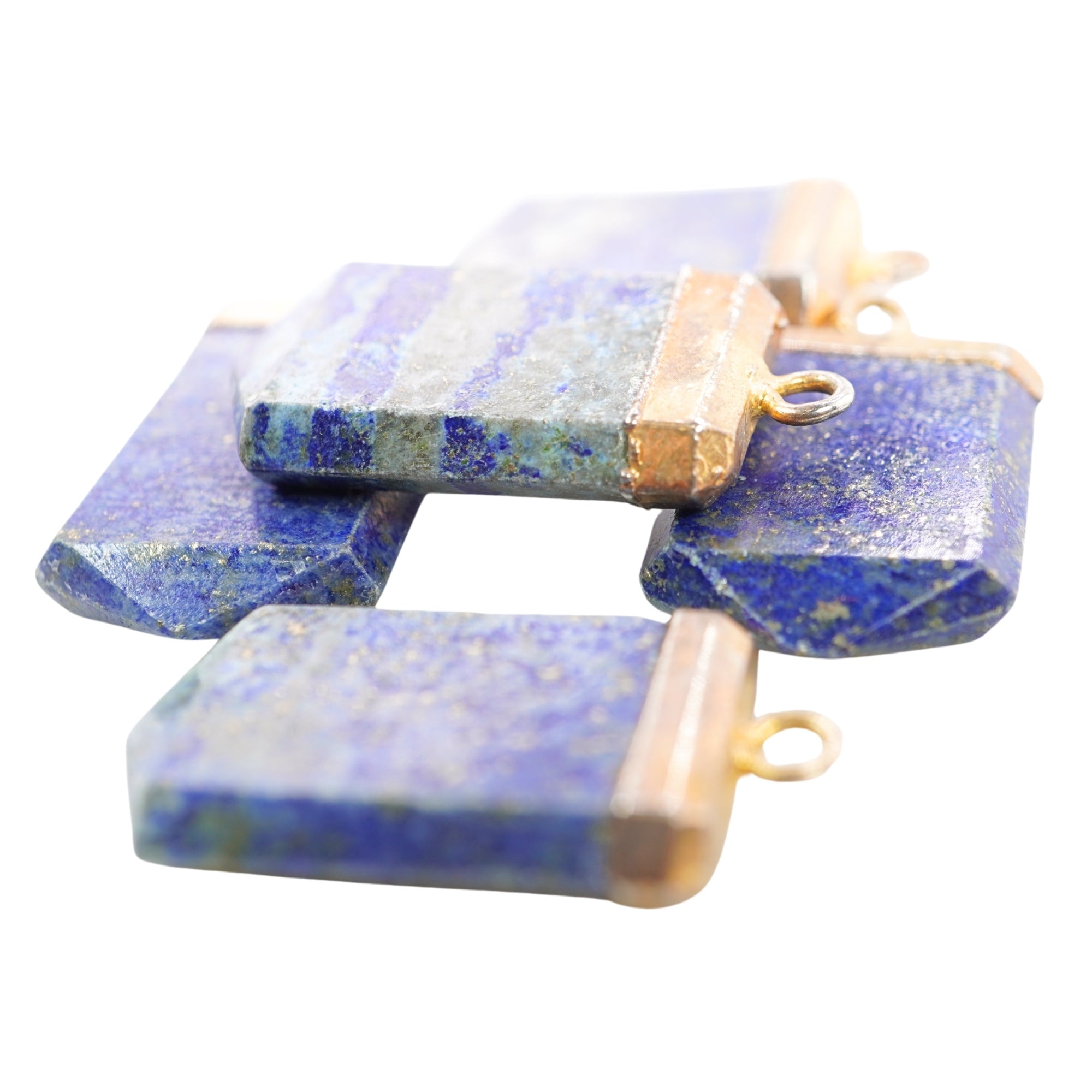 Lapis Lazuli Flat Point Pencil Shape Gold Electroplated Charm Pendant