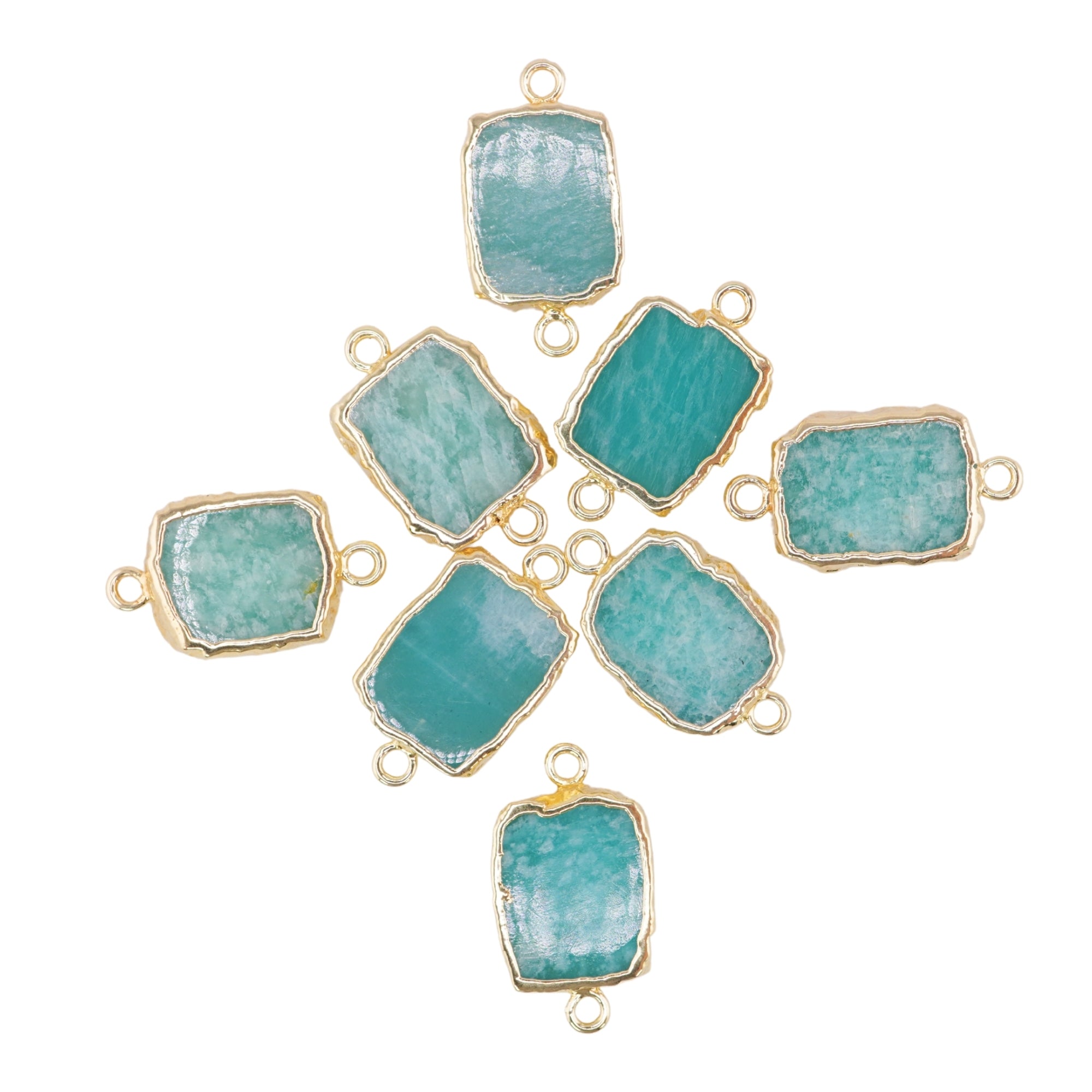Amazonite Rectangle Shape Gold Electroplated Connector