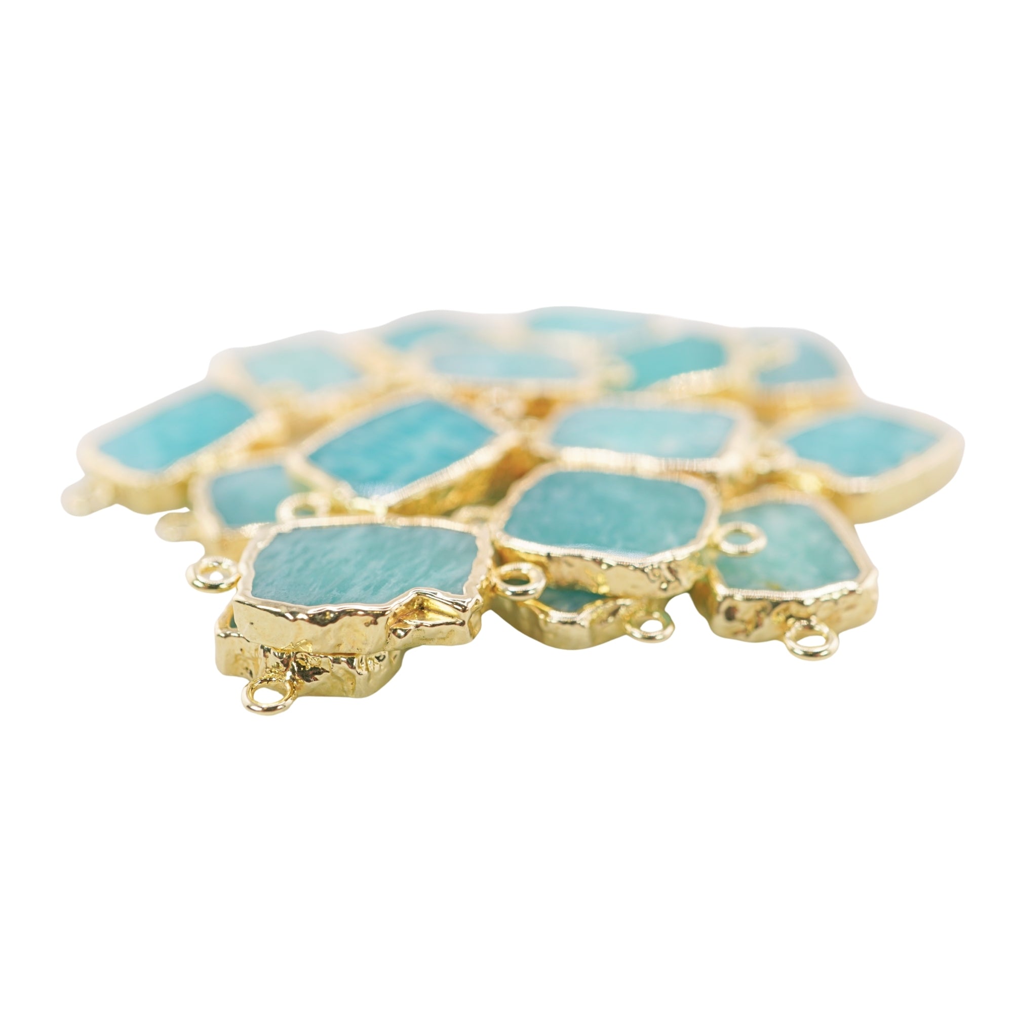 Amazonite Rectangle Shape Gold Electroplated Connector