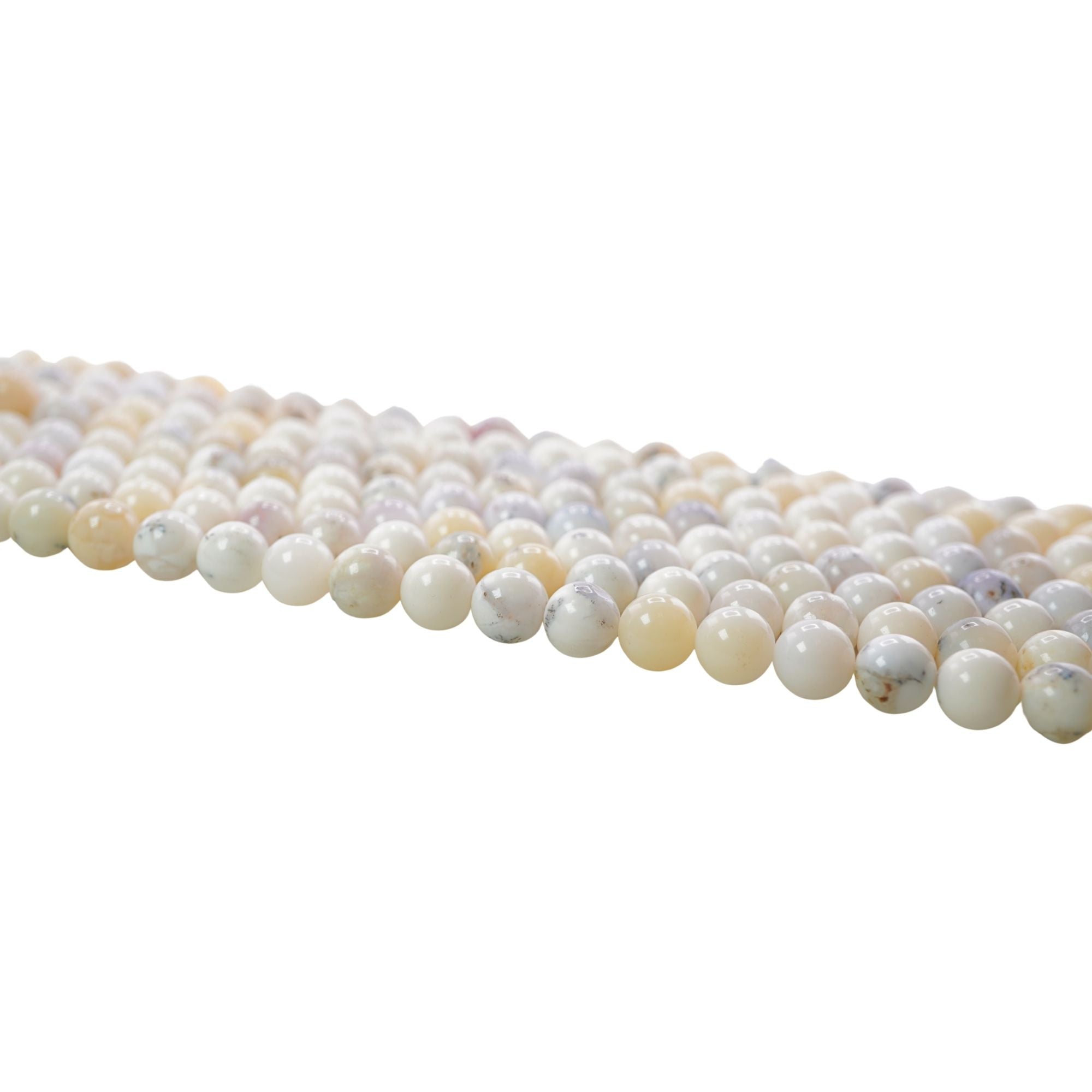 Milky White Dendritic Opal 8 MM Smooth Round Shape Beads Strand