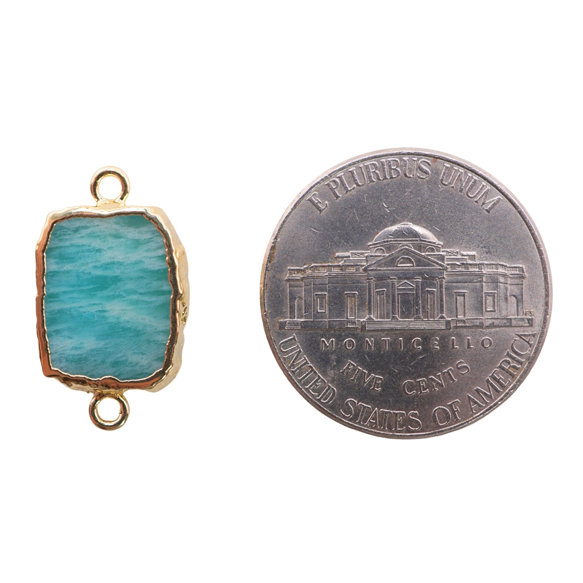 Amazonite Rectangle Shape Gold Electroplated Connector