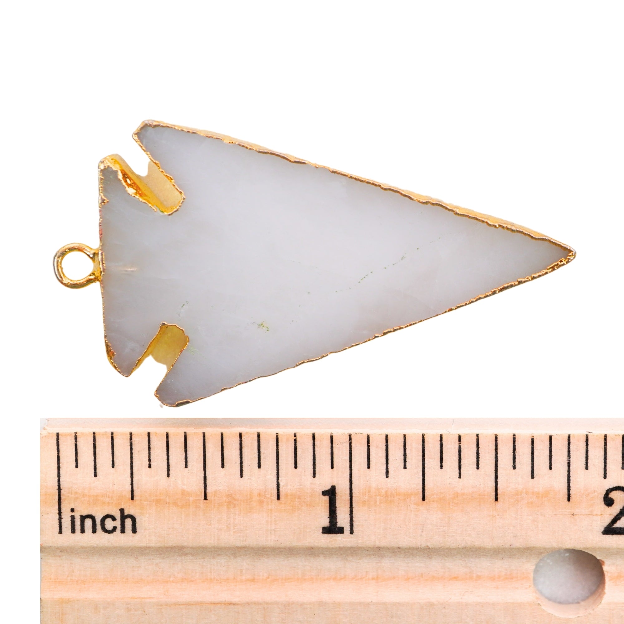 White Agate Arrowhead Shape Gemstone Gold Electroplated Charm Pendant