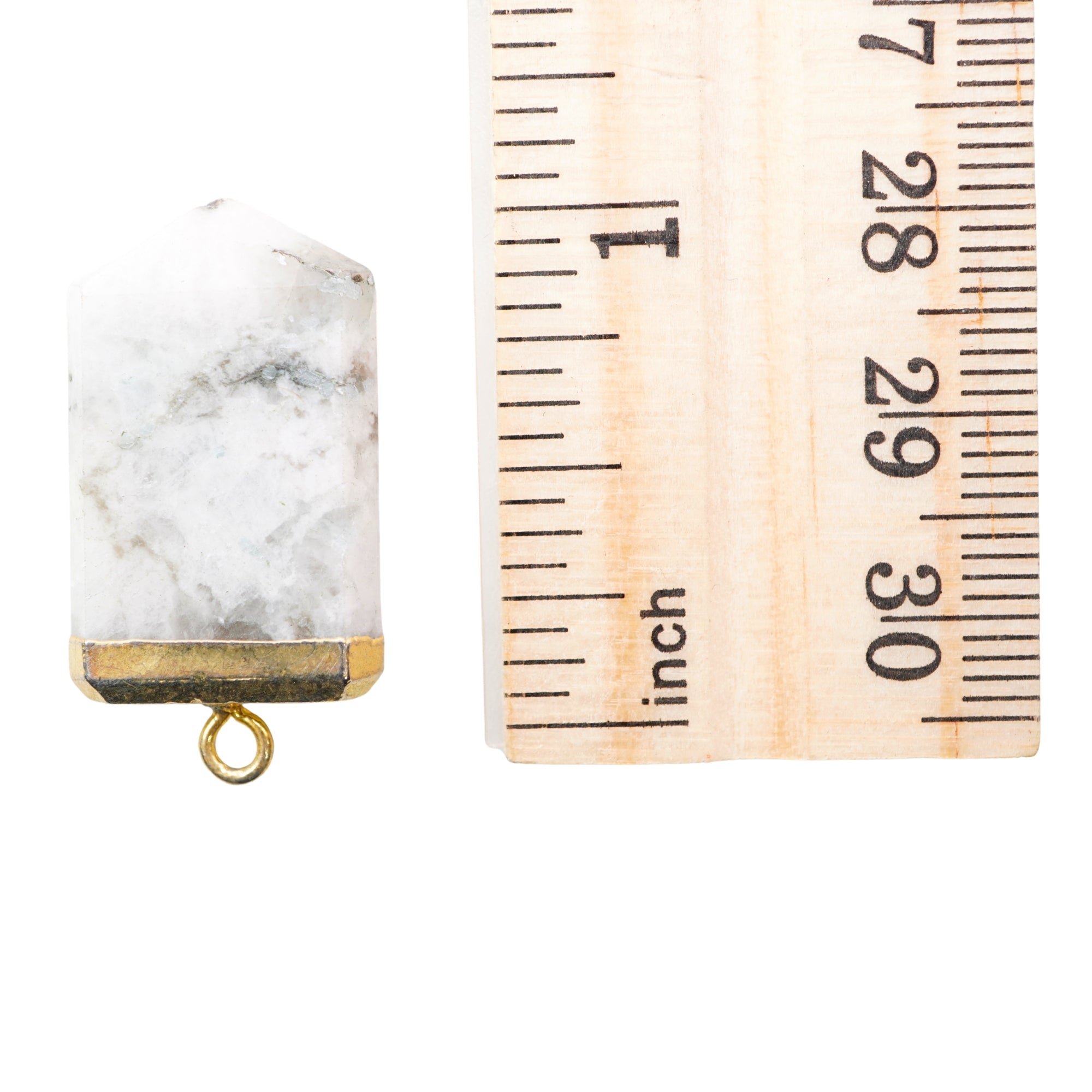 Rainbow Moonstone Small Flat Pencil Gold Electroplated Charm Pendant