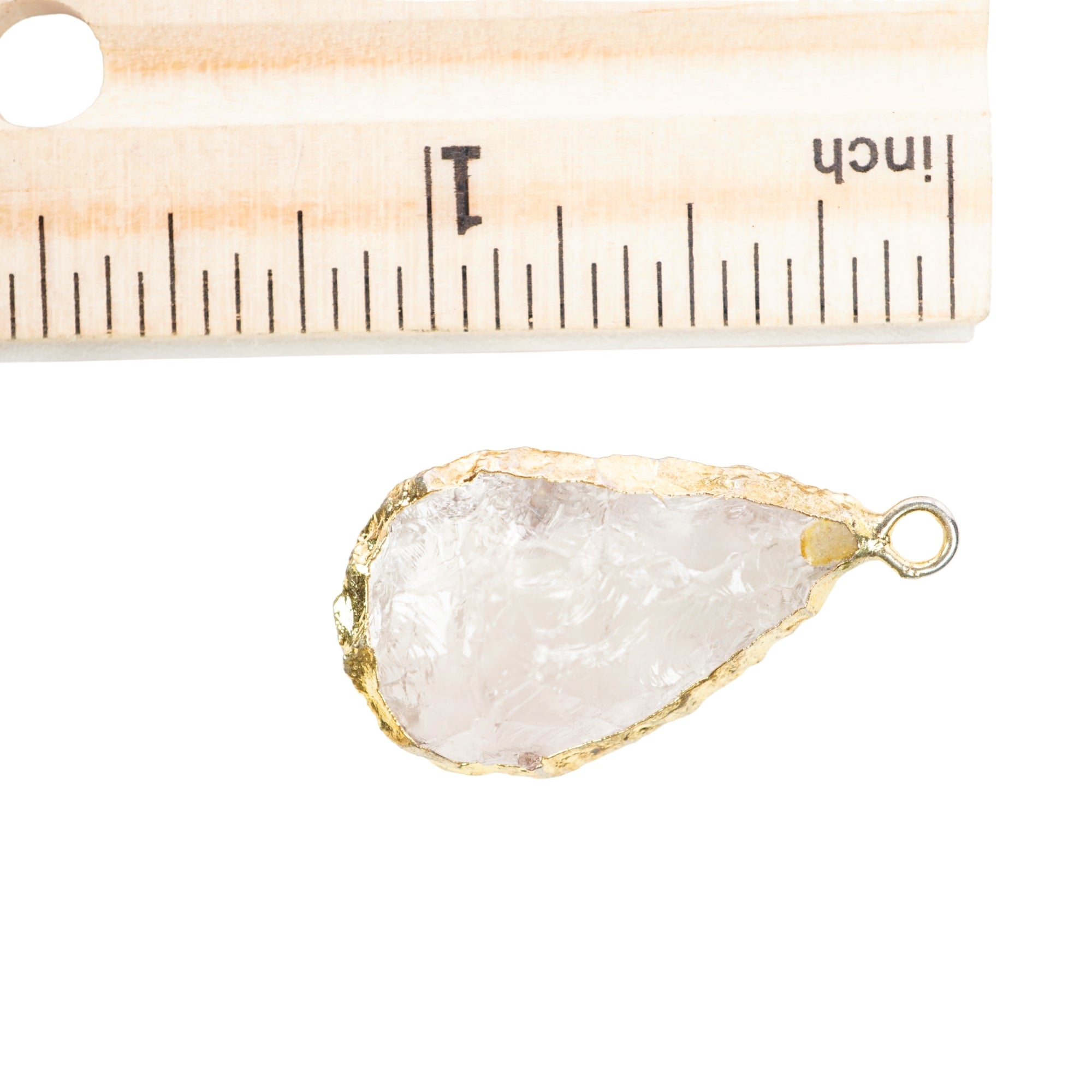Crystal Quartz Pear Shape Gemstone Gold Electroplated Charm Pendant