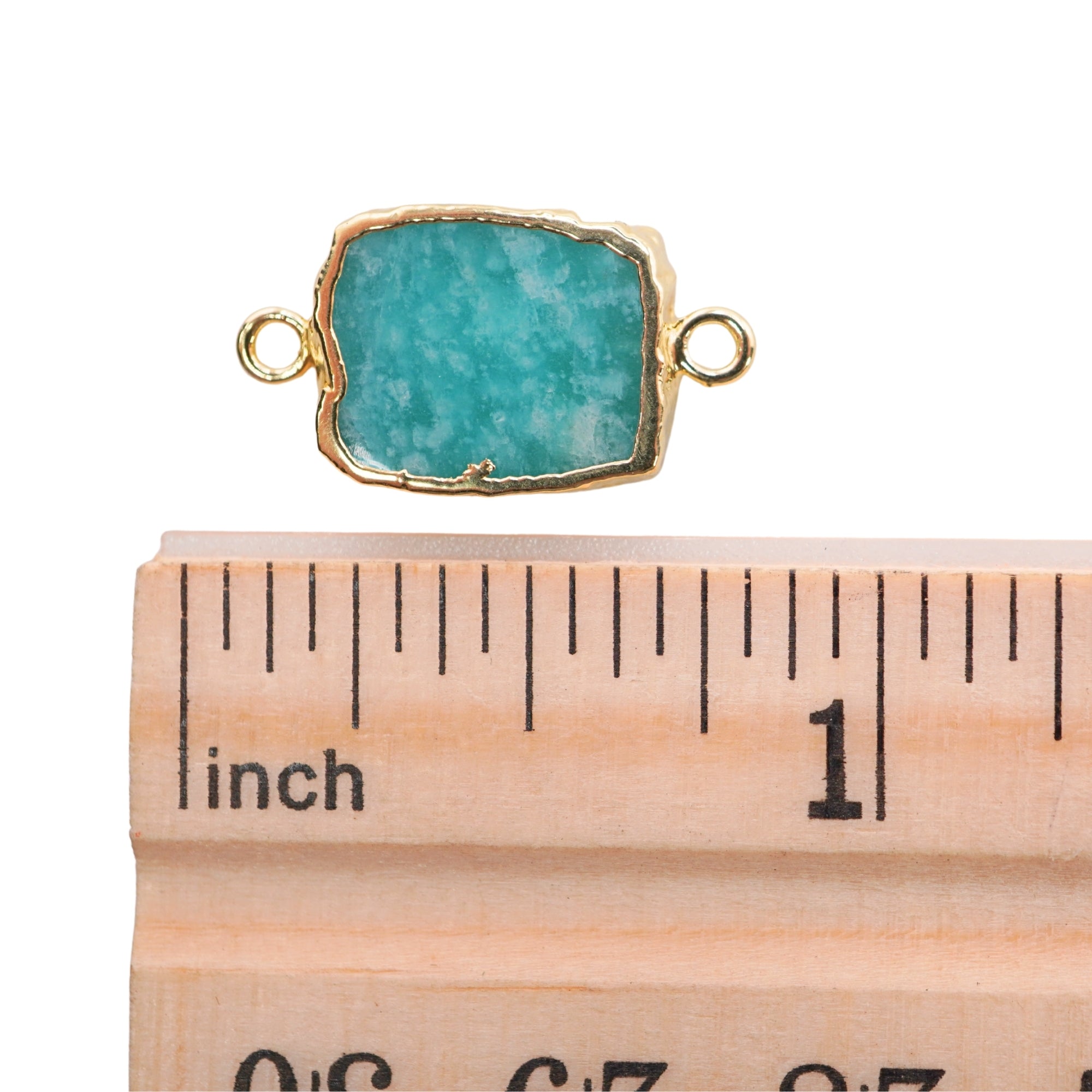Amazonite Rectangle Shape Gold Electroplated Connector