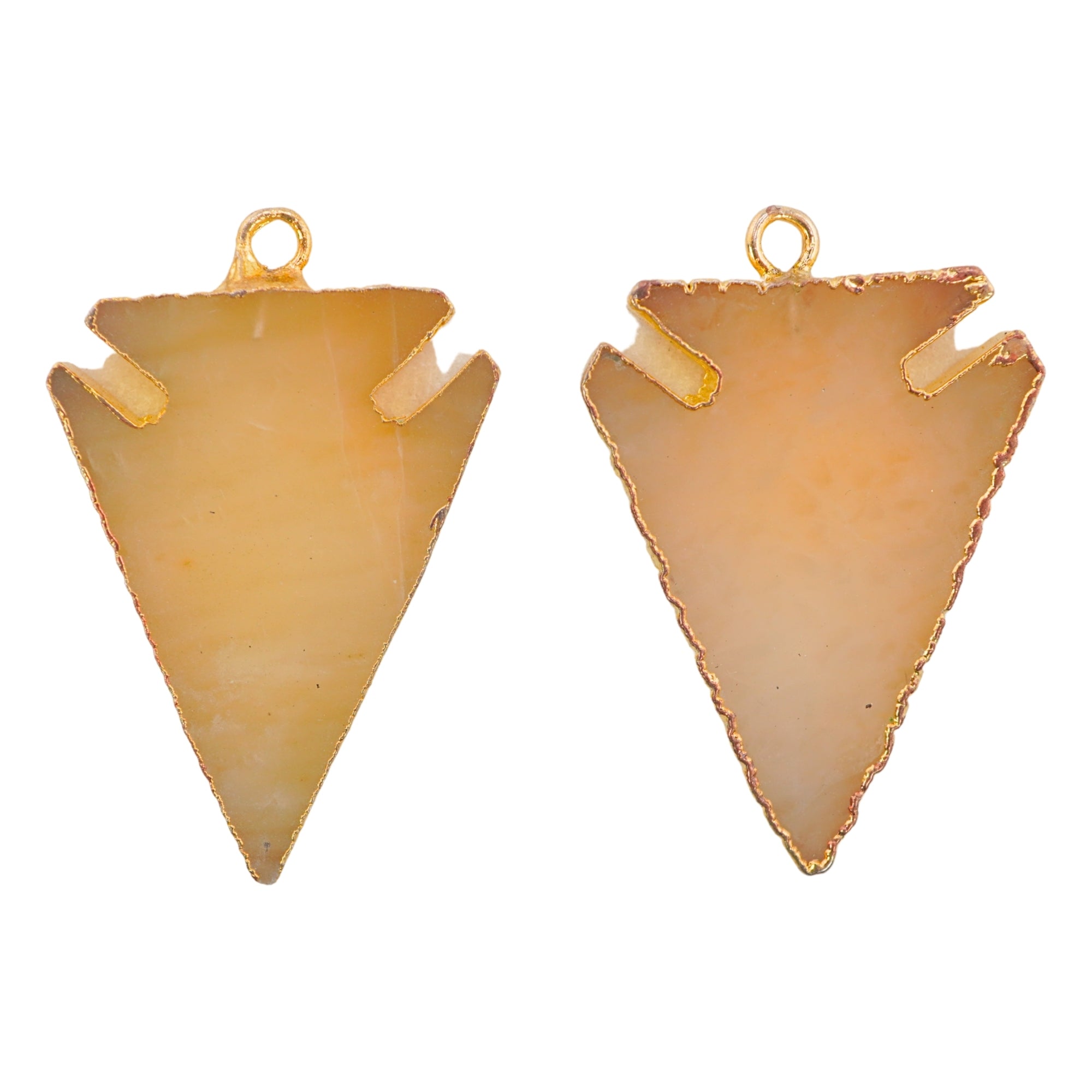 Yellow Aventurine Arrowhead Gemstone Gold Electroplated Gemstone Pendant Charm 31 X 21.5 To 39.5 X 32 MM