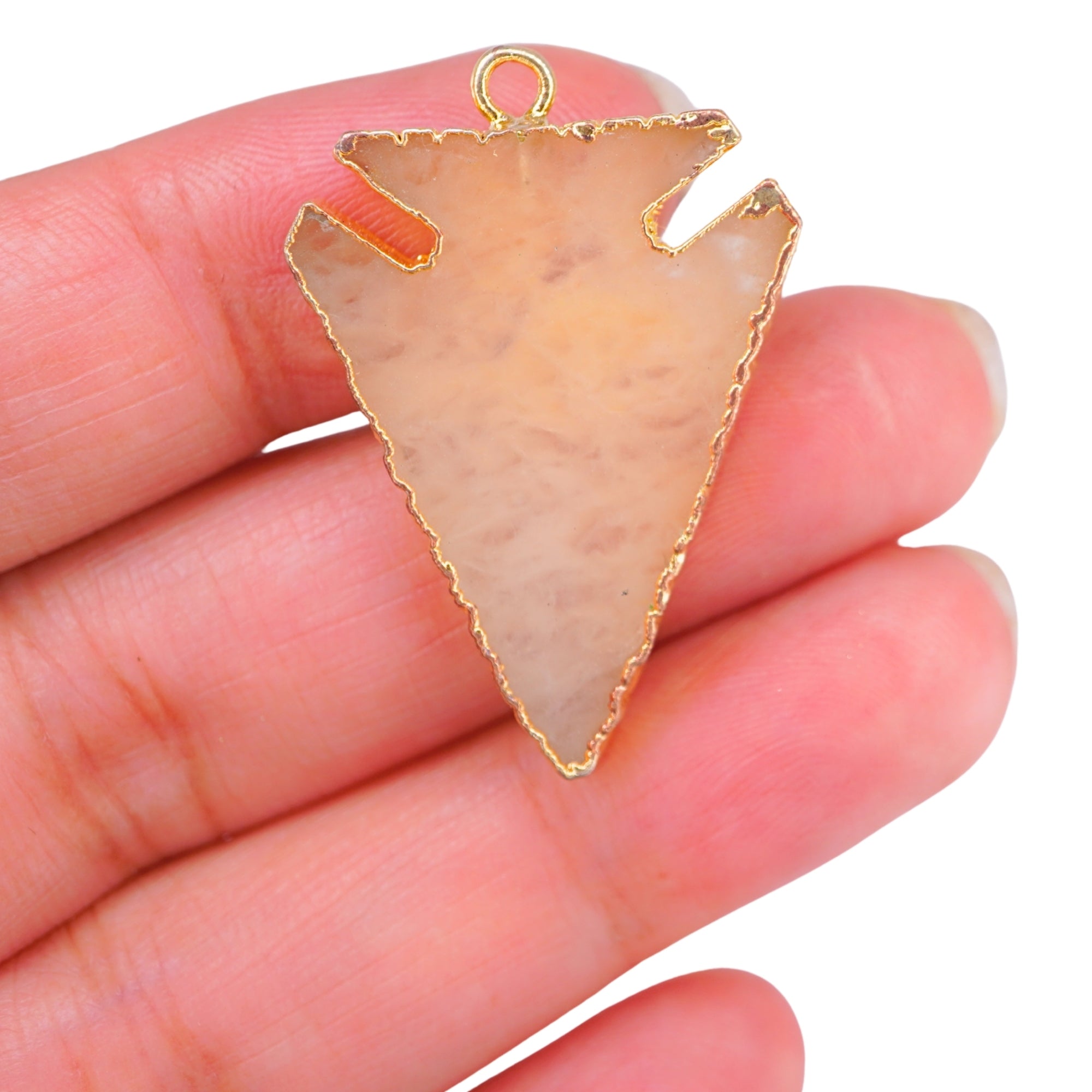 Yellow Aventurine Arrowhead Gemstone Gold Electroplated Gemstone Pendant Charm