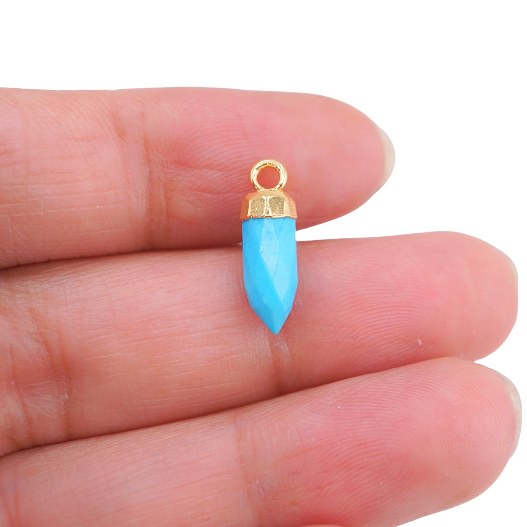 Howlite Bullet Shape Gold Electroplated Pendant