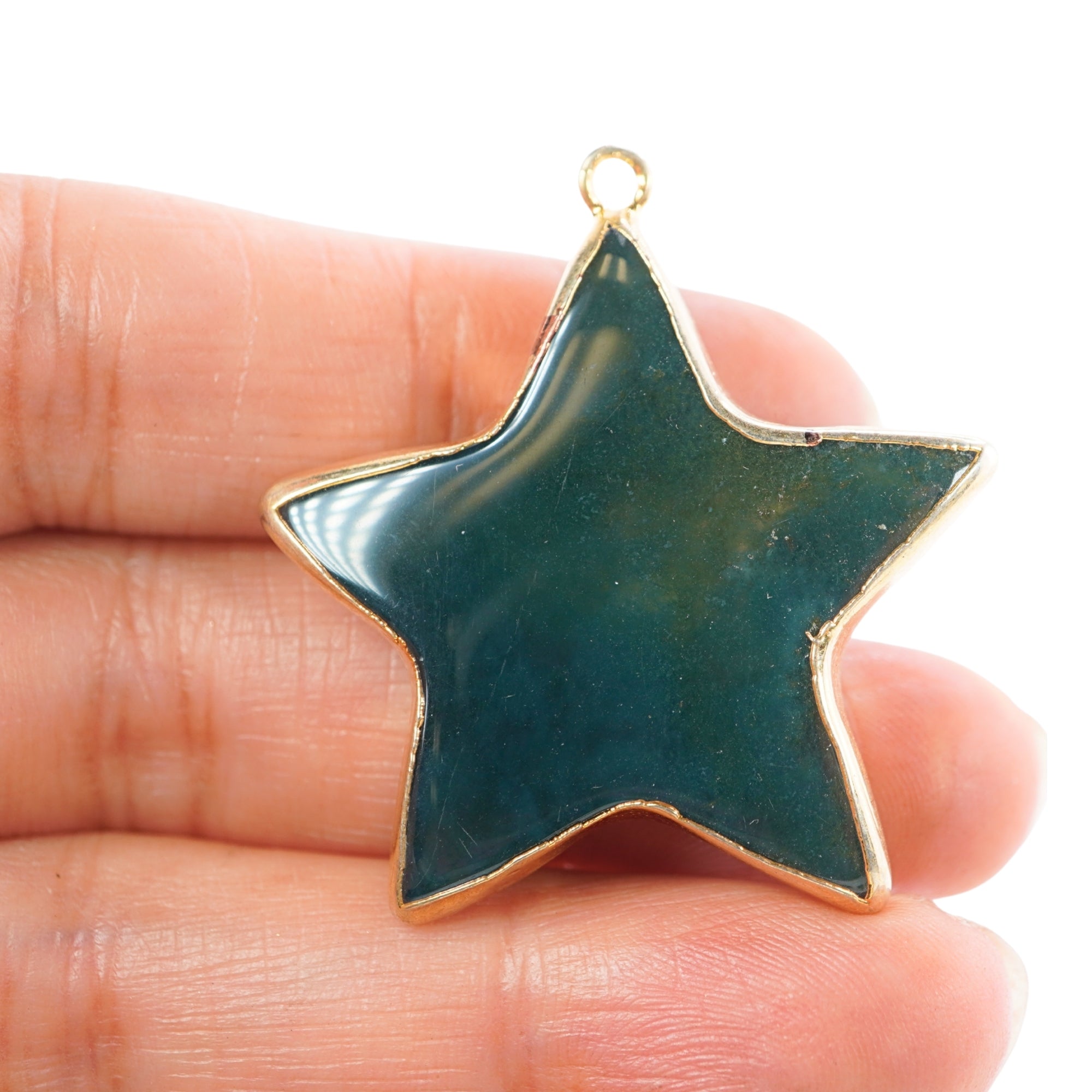 Jasper Smooth Star Shape Gemstone Gold Electroplated Charm Pendant For Jewelry Making