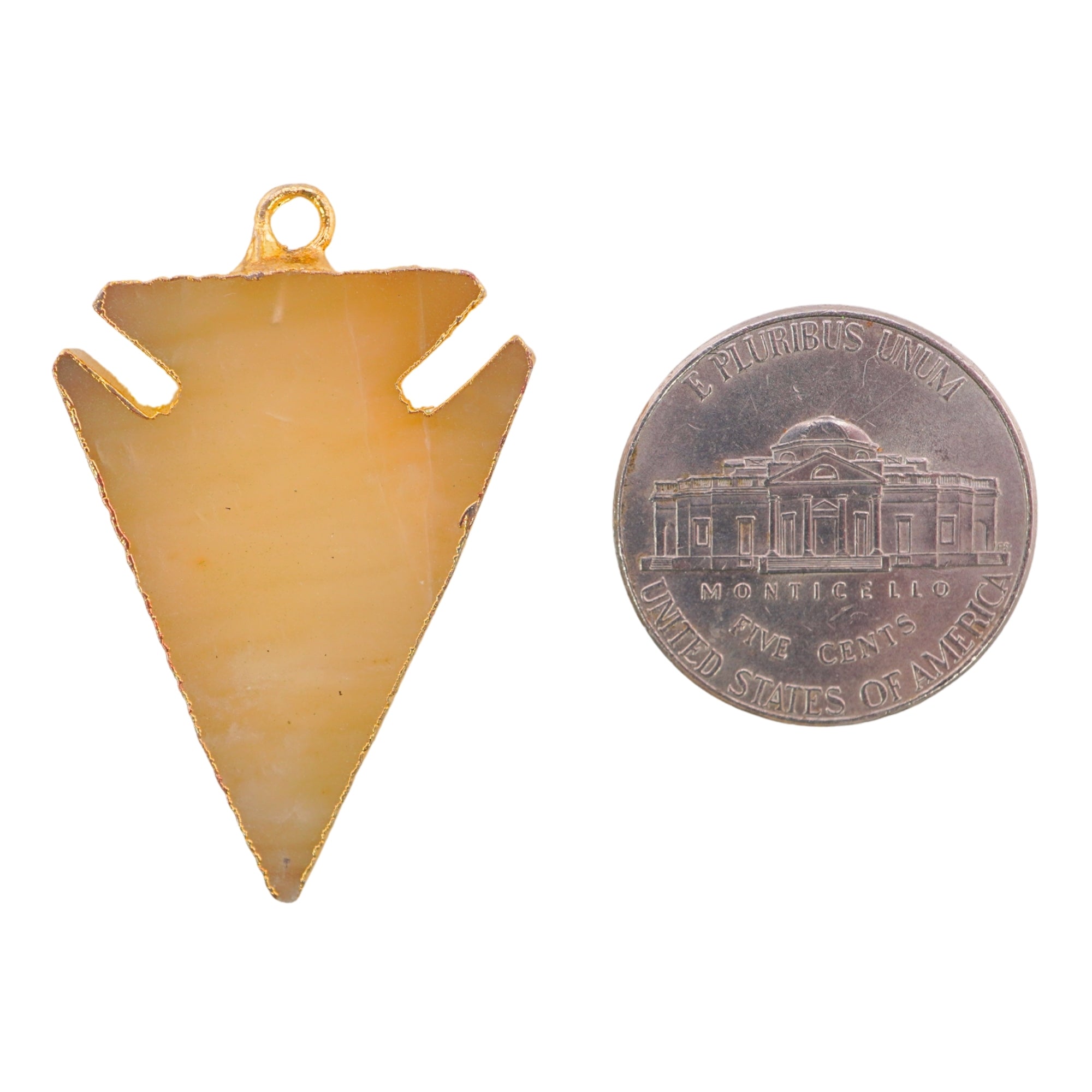 Yellow Aventurine Arrowhead Gemstone Gold Electroplated Gemstone Pendant Charm