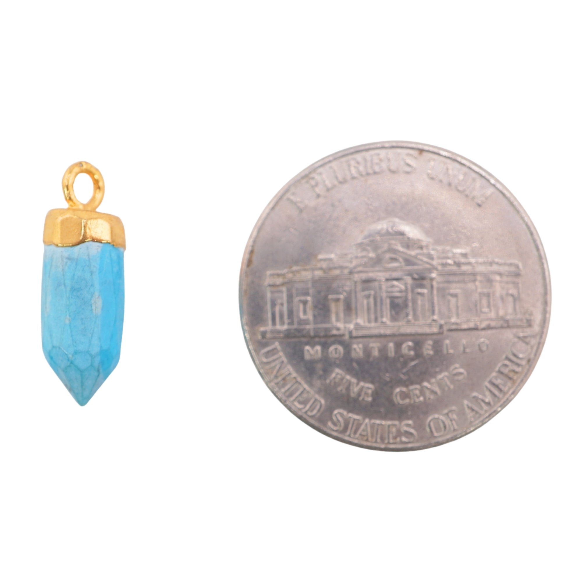 Howlite Bullet Shape Gold Electroplated Pendant