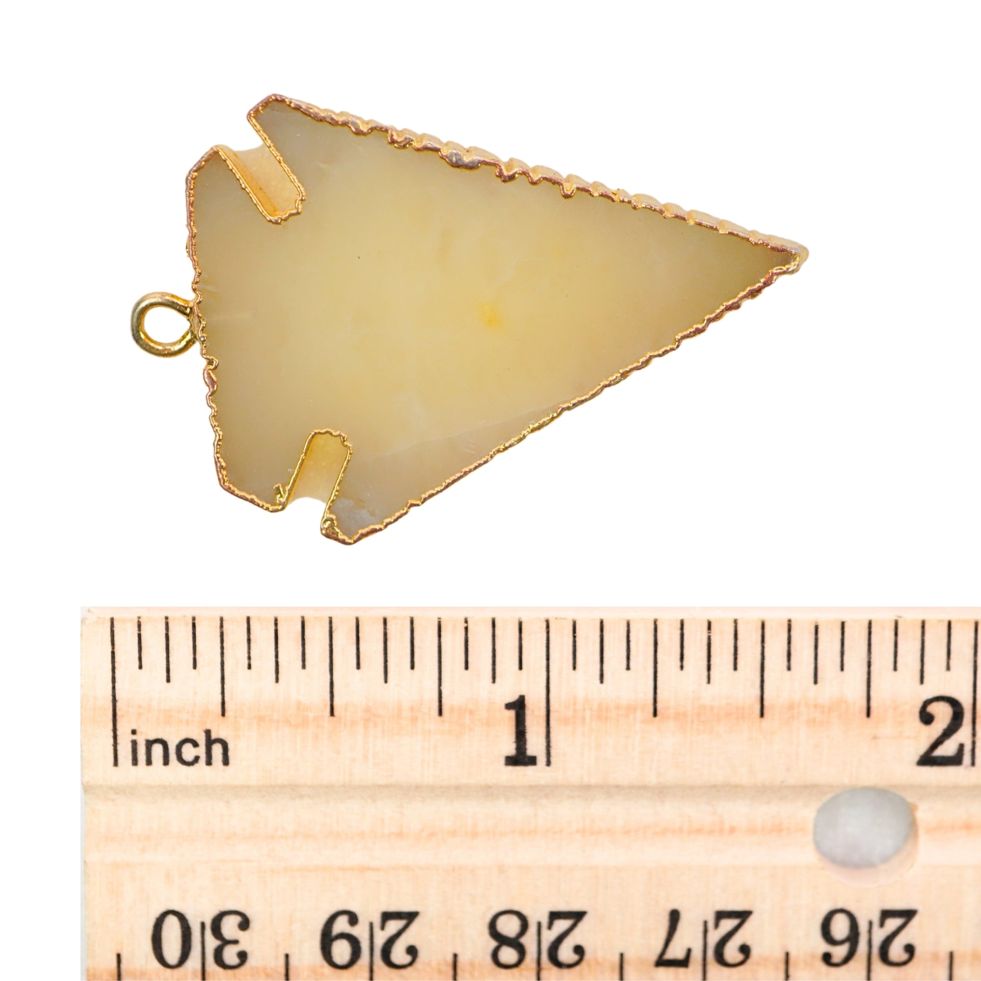 Yellow Aventurine Arrowhead Gemstone Gold Electroplated Gemstone Pendant Charm