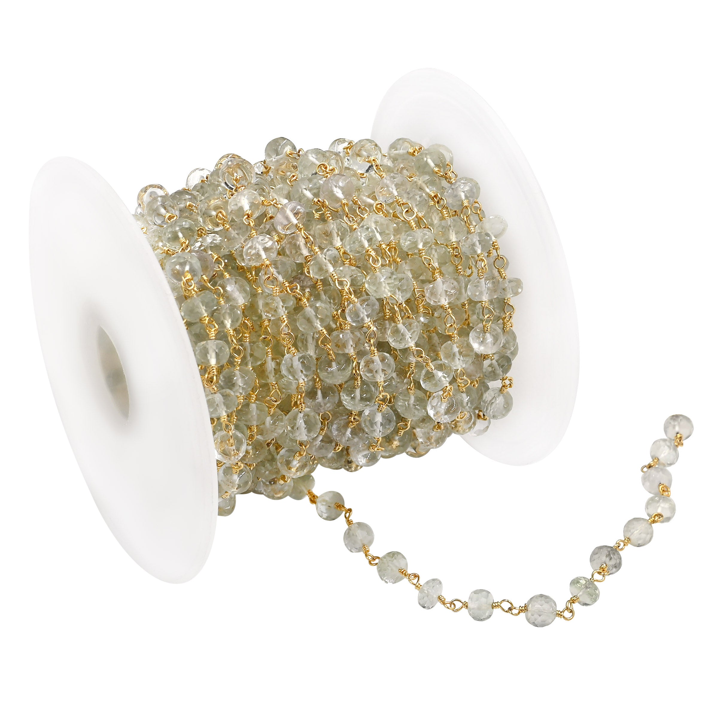 7-8mm Green Amethyst Beads Wire Wrapped