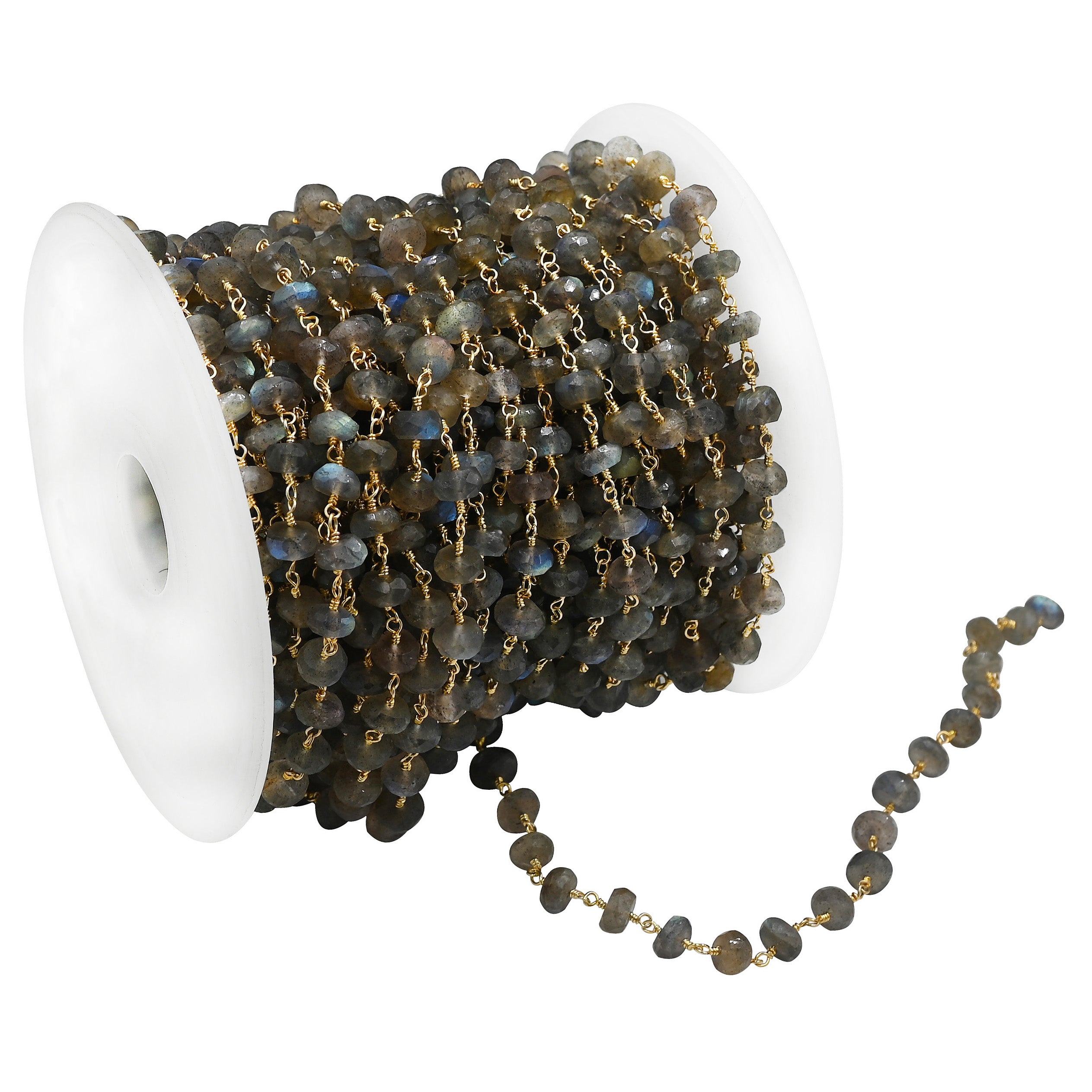7-8mm Labradorite Beads Wire Wrapped