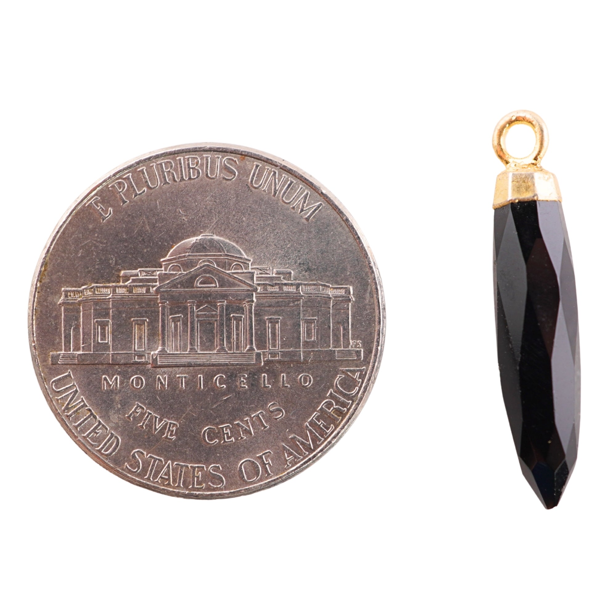 Black Onyx Bullet Shape Gemstone Gold Electroplated Charm Pendant