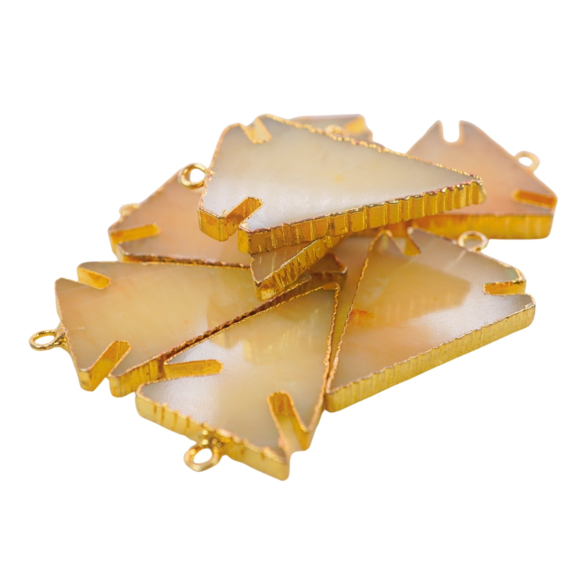 Yellow Aventurine Arrowhead Gemstone Gold Electroplated Gemstone Pendant Charm