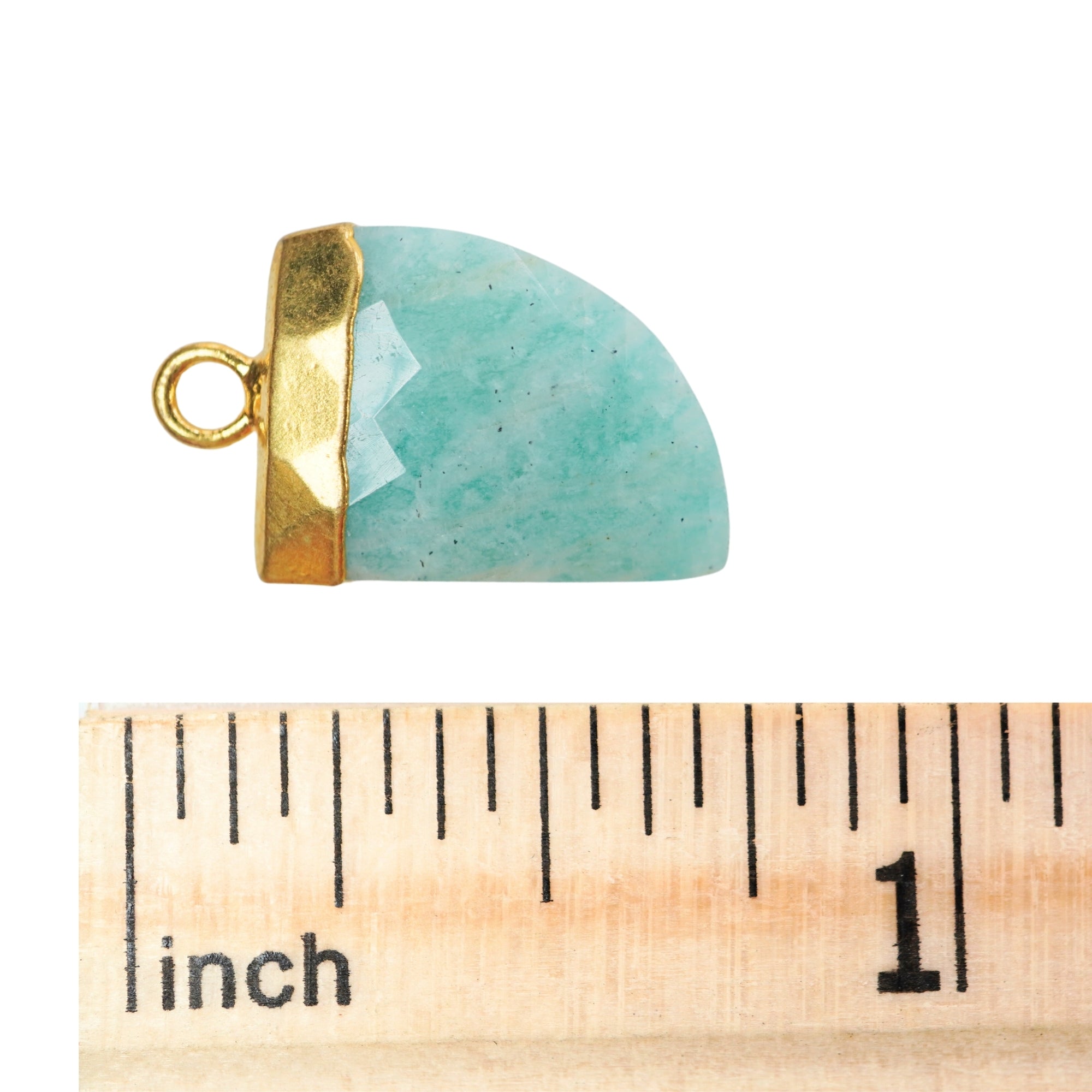 Amazonite Horn Shape Gold Electroplated Pendant