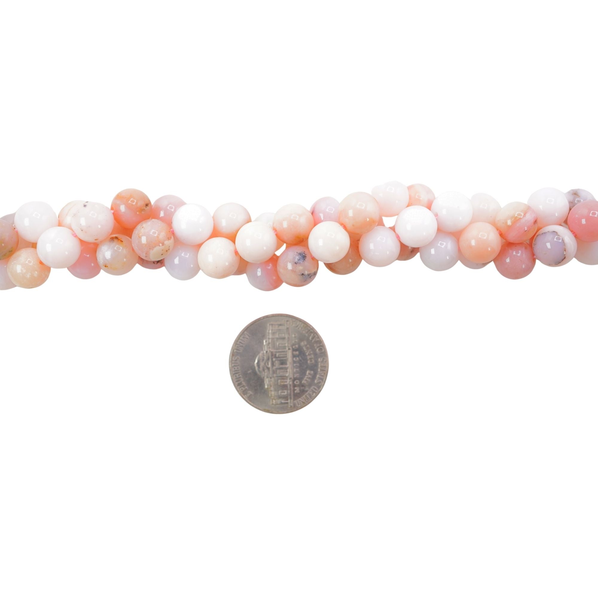 8 MM Peruvian Pink Opal Smooth Round Shape Beads Strand