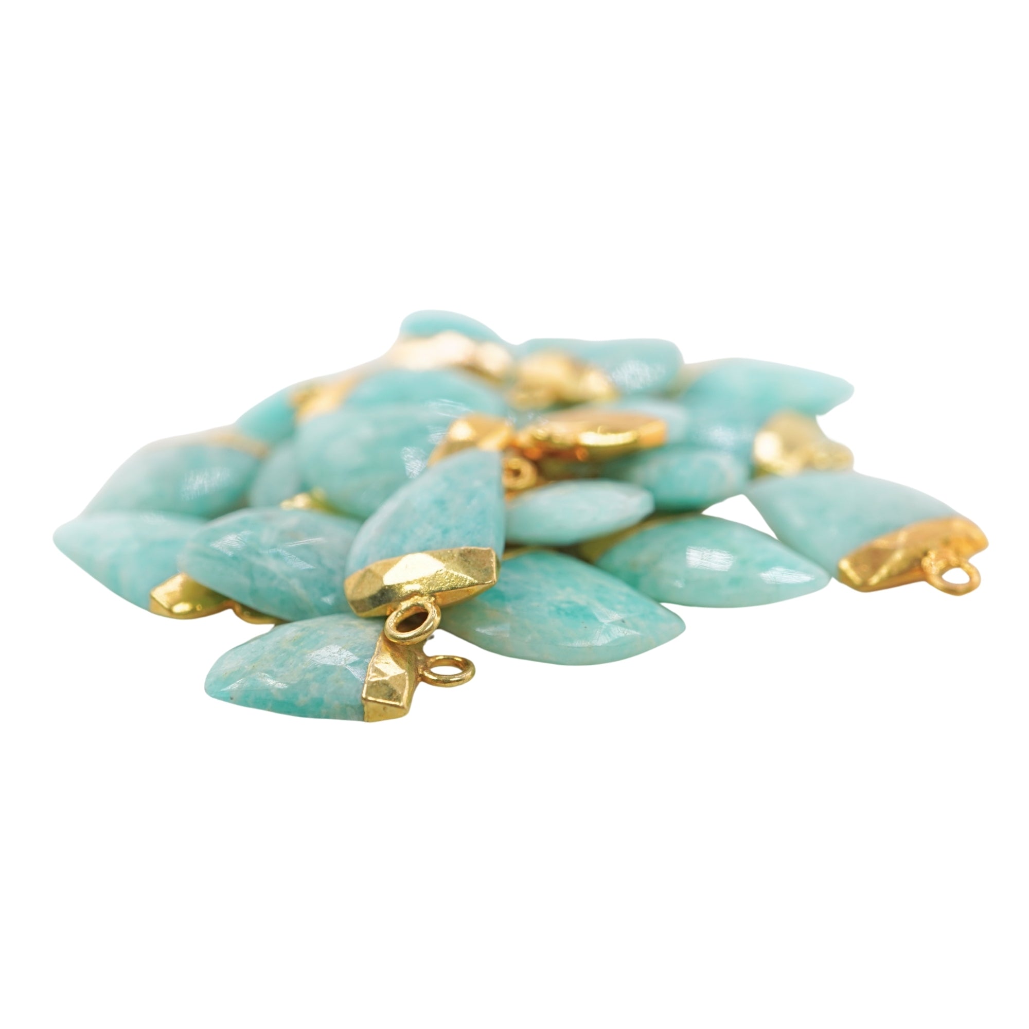Amazonite Horn Shape Gold Electroplated Pendant