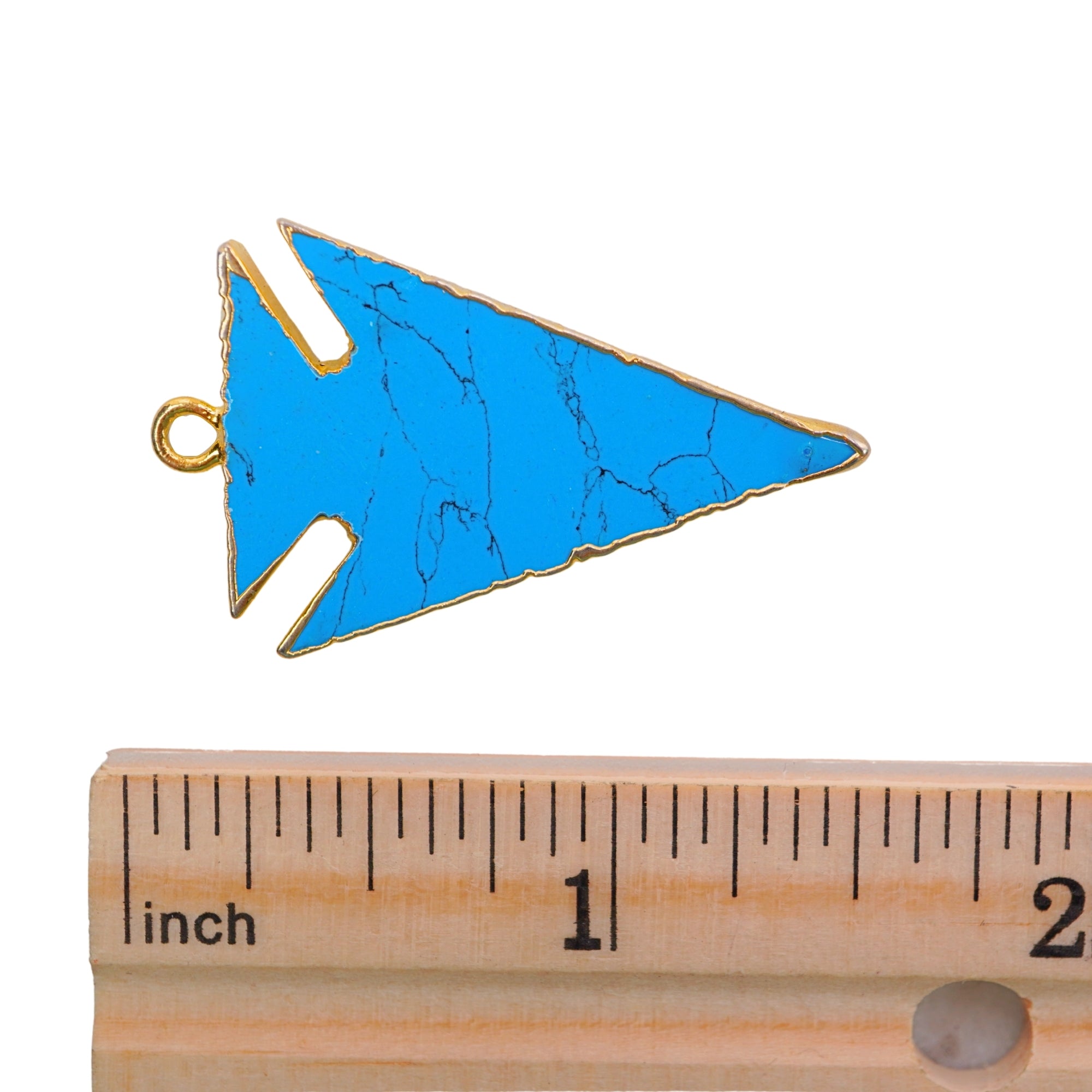 Turquoise With Matrix Manmade Arrowhead Gemstone Gold Electroplated Charm Pendant