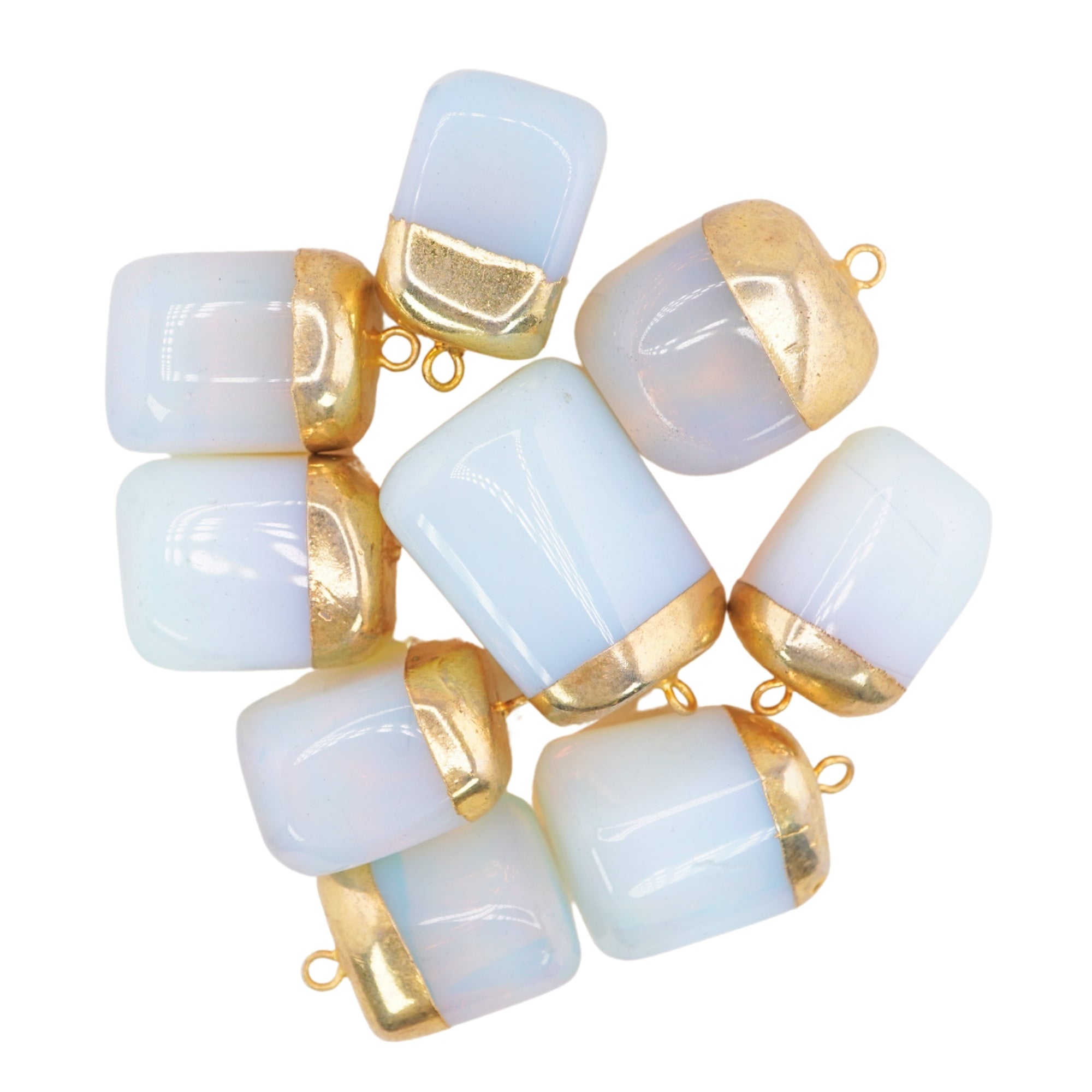 Opalite Nugget Shape Gold Electroplated Pendant Charm For Jewelry Making Craft Supply