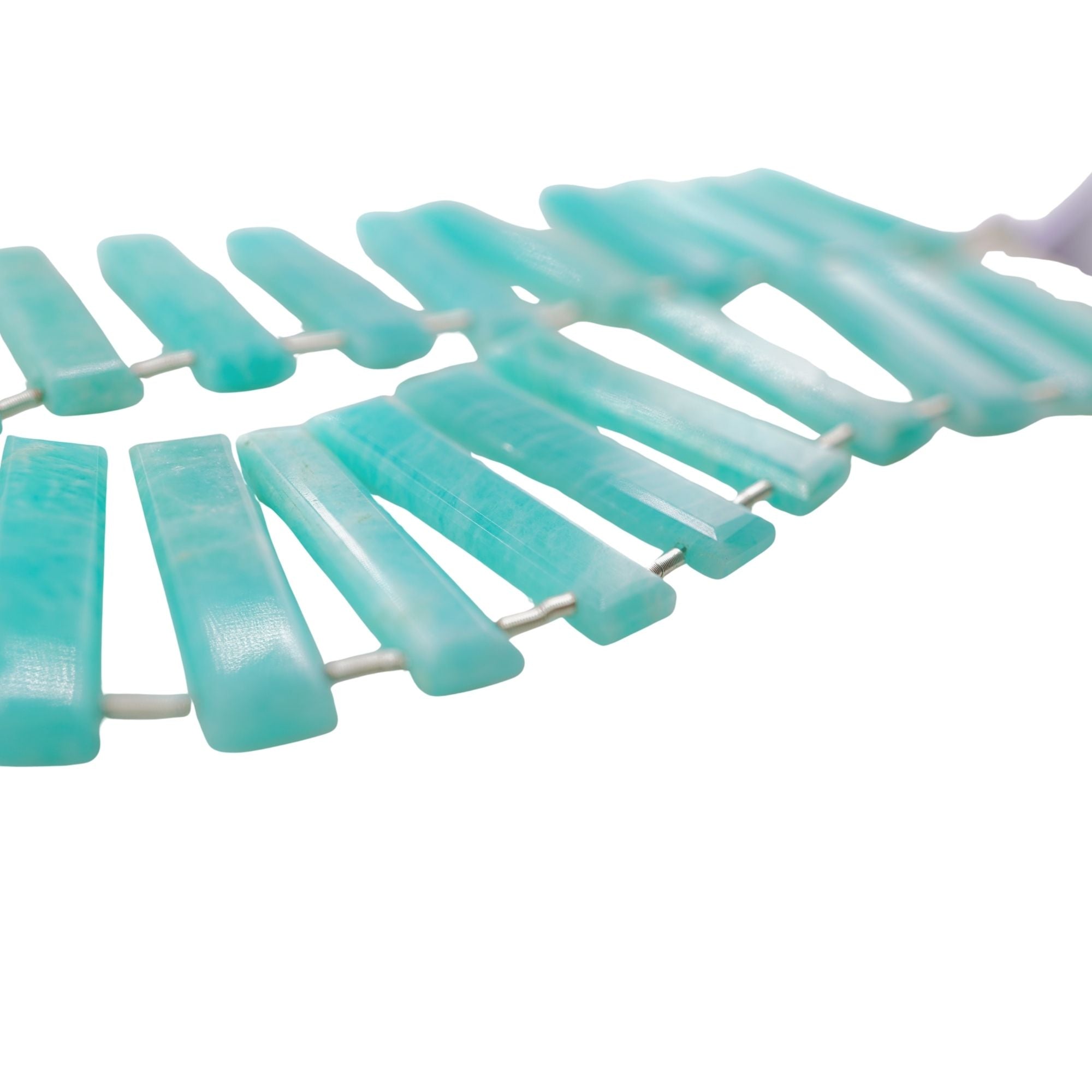 Amazonite 25 X 5 - 29 X 7 MM Faceted Rectangle Shape Gemstone 15 Inch Strand Beads