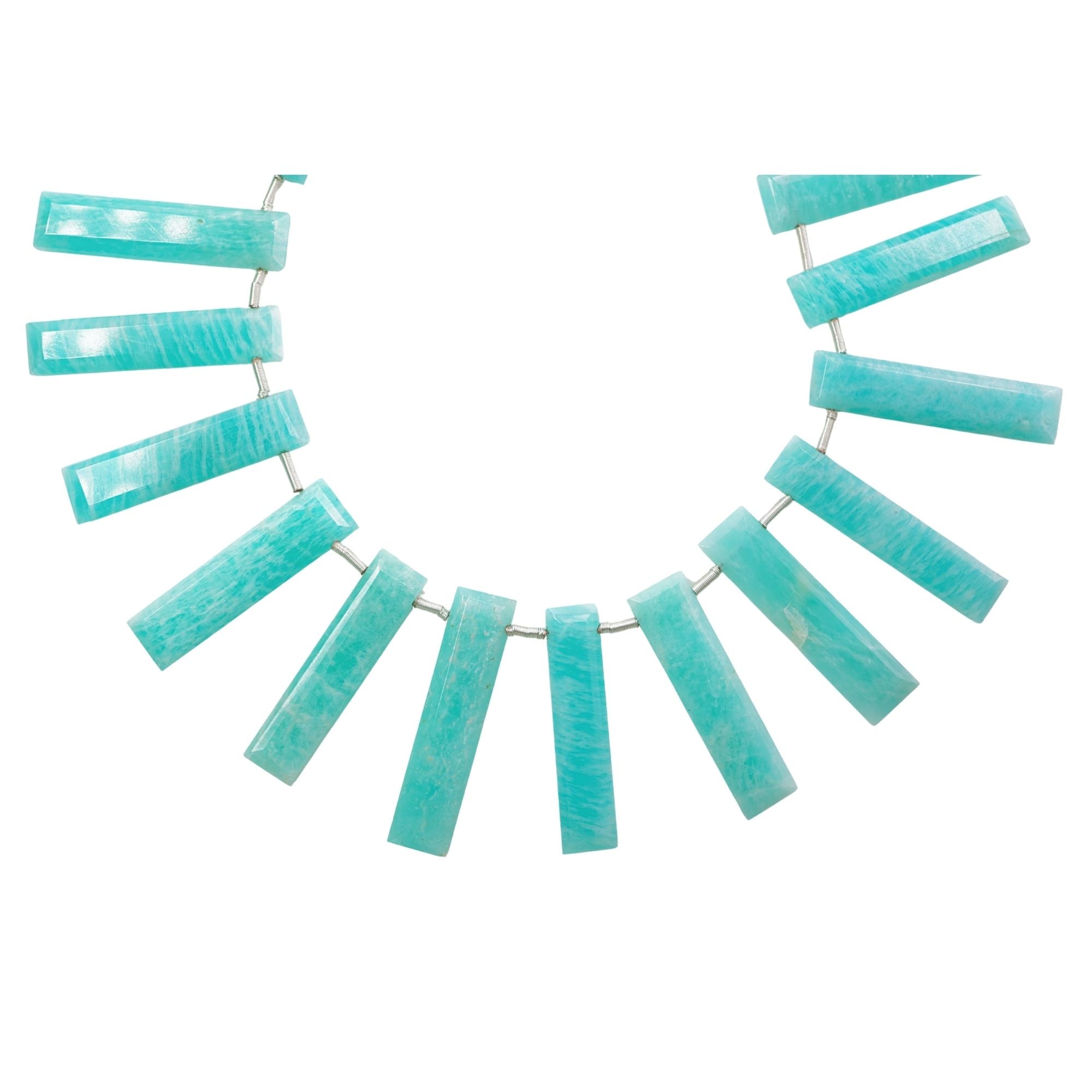 Amazonite 25 X 5 - 29 X 7 MM Faceted Rectangle Shape Gemstone 15 Inch Strand Beads