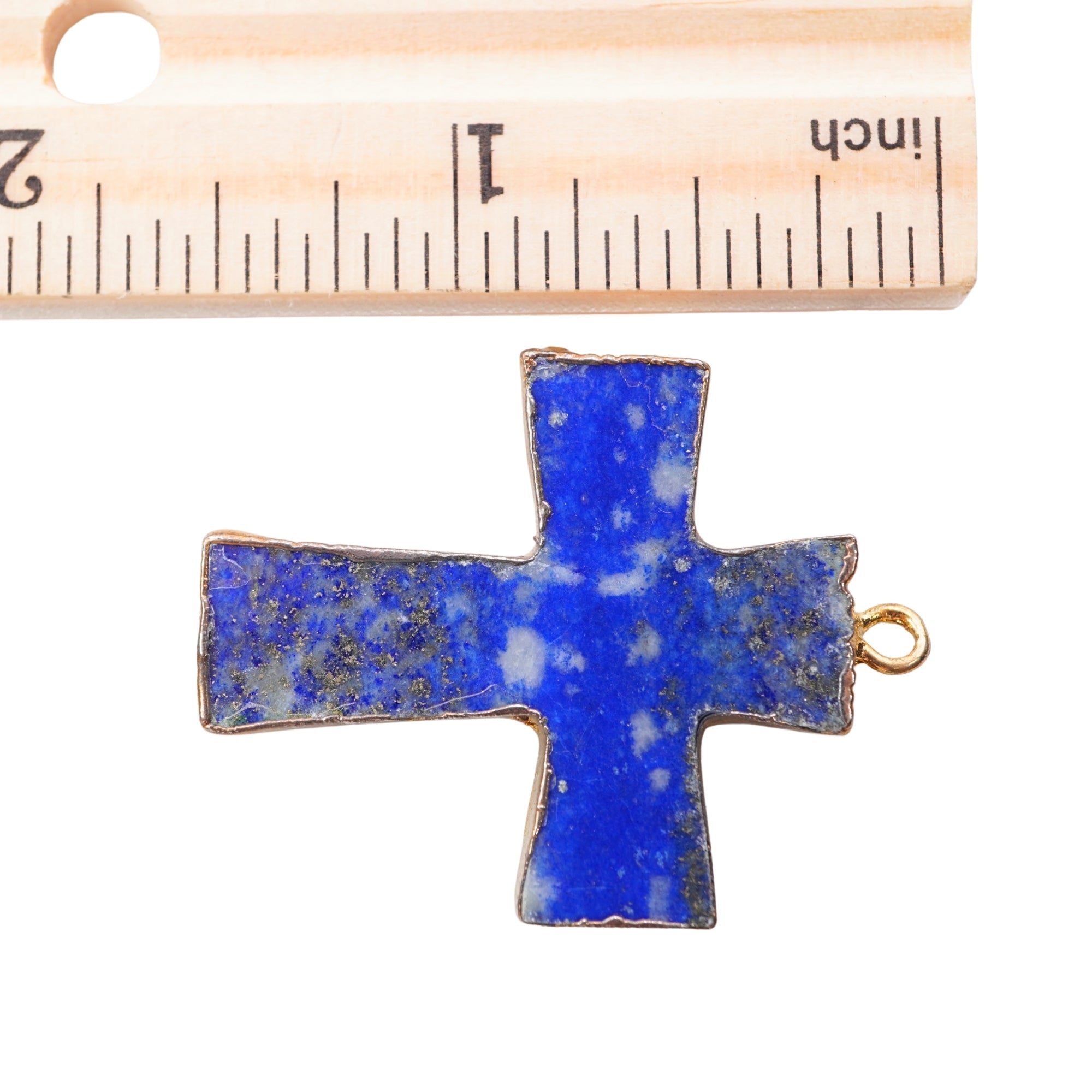 Lapis Lazuli Cross Shape Gold Electroplate Pendant Charm Jewelry Making Supplies