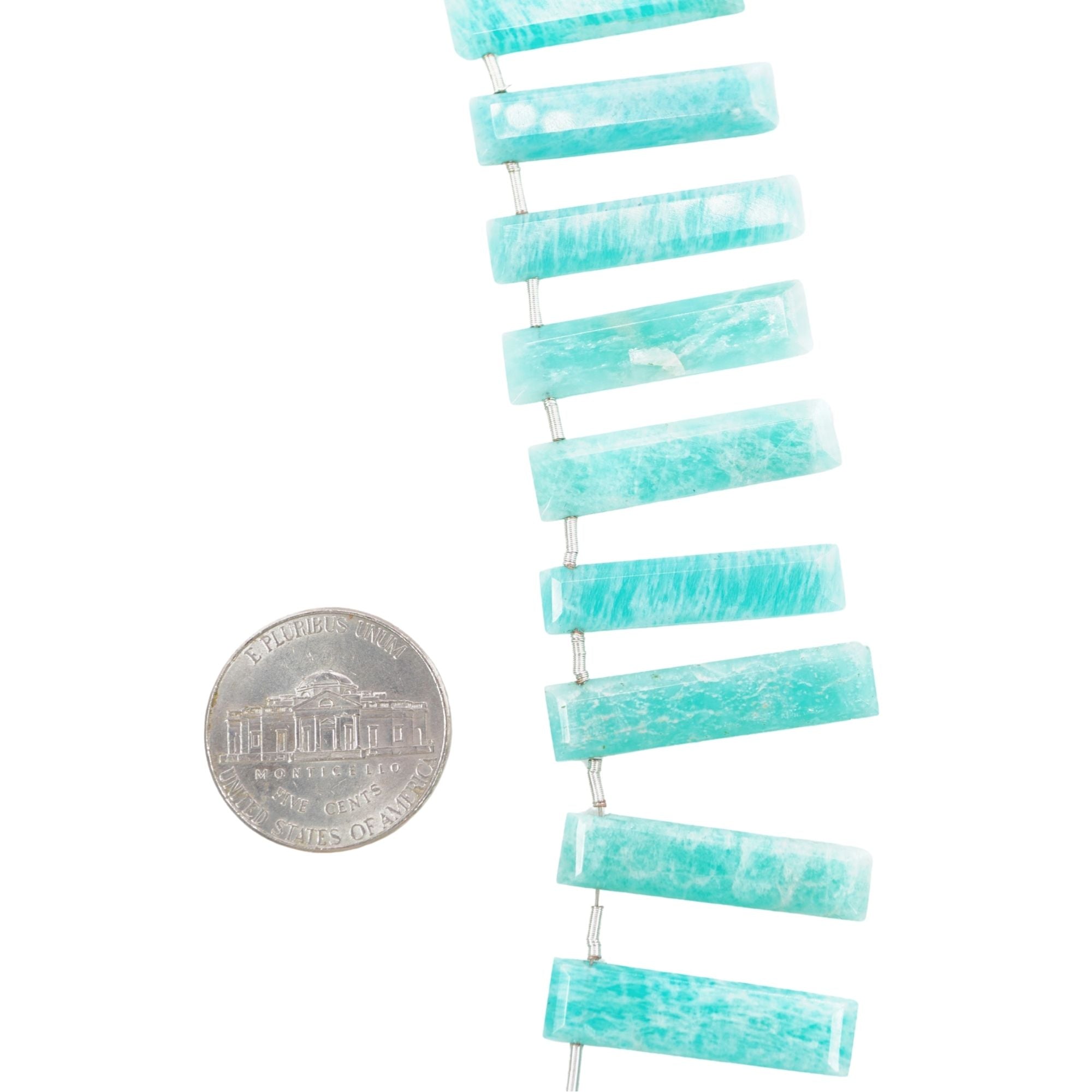 Amazonite 25 X 5 - 29 X 7 MM Faceted Rectangle Shape Gemstone 15 Inch Strand Beads