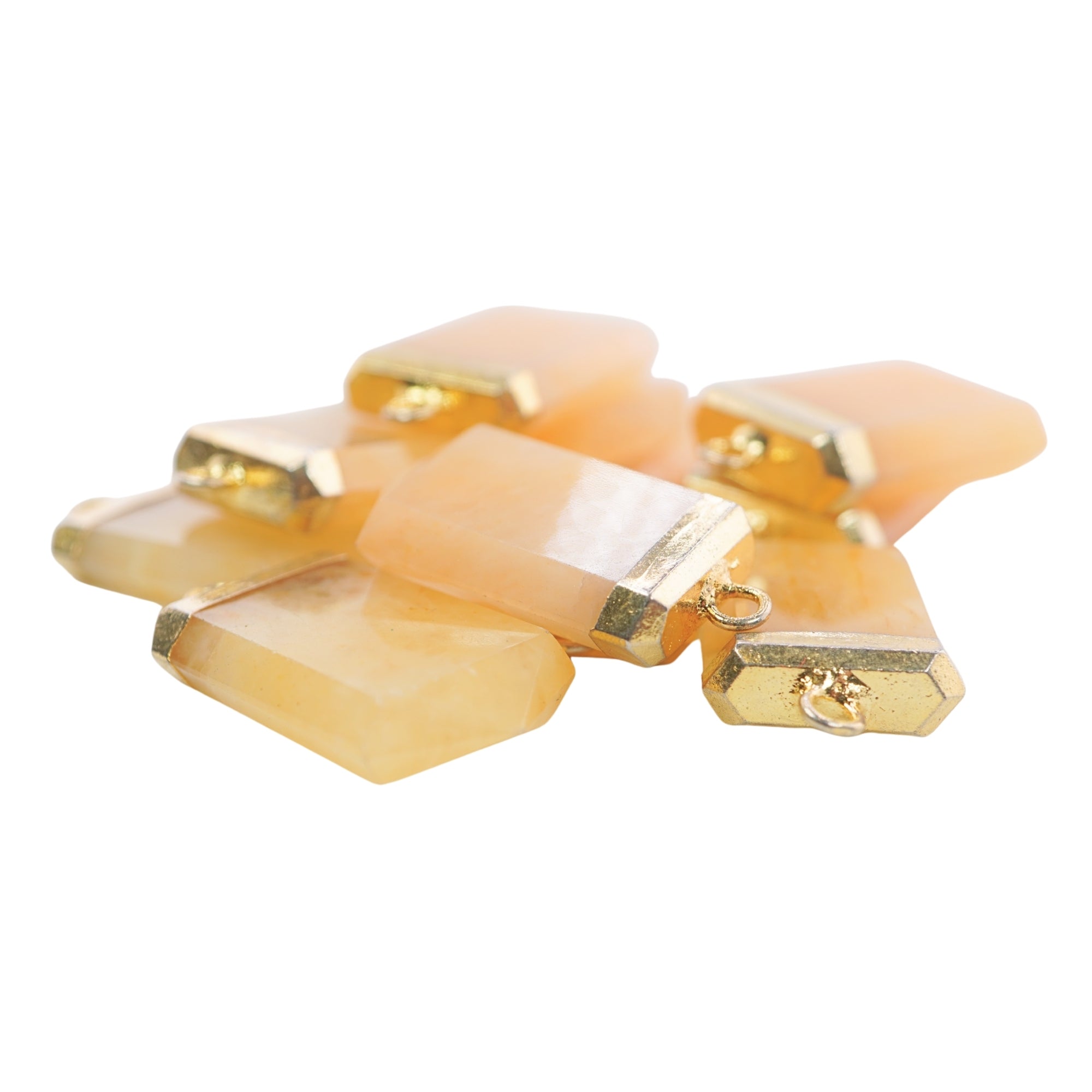 Aventurine Faceted Flat Point Pencil Gemstone Gold Electroplated Charm Pendant