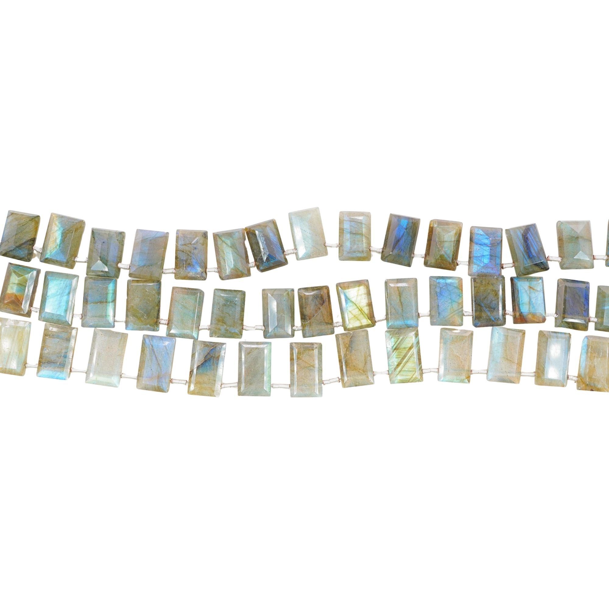 Labradorite 11 X 7 - 12 X 7 MM Faceted Rectangle Shape Gemstone 15 Inch Strand Beads