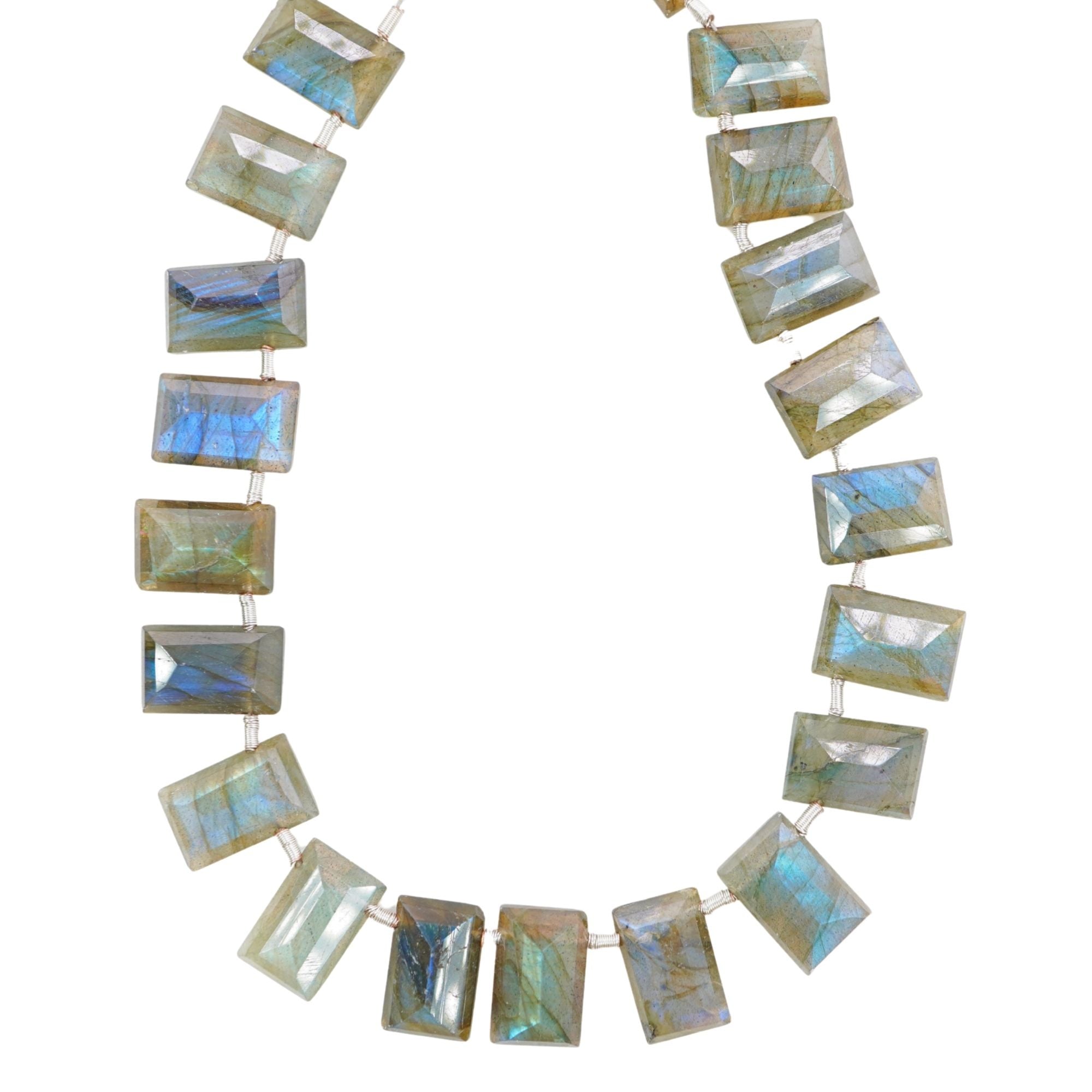 Labradorite 11 X 7 - 12 X 7 MM Faceted Rectangle Shape Gemstone 15 Inch Strand Beads