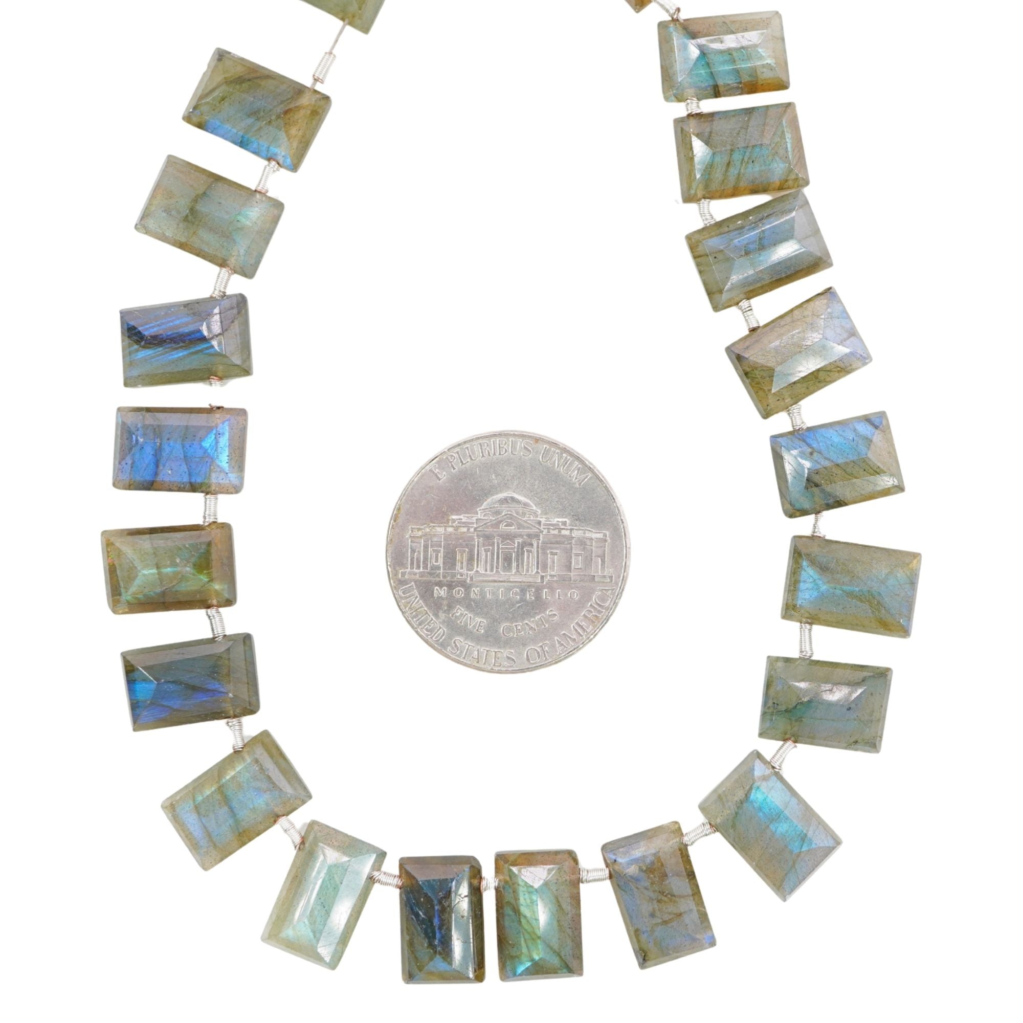 Labradorite 11 X 7 - 12 X 7 MM Faceted Rectangle Shape Gemstone 15 Inch Strand Beads