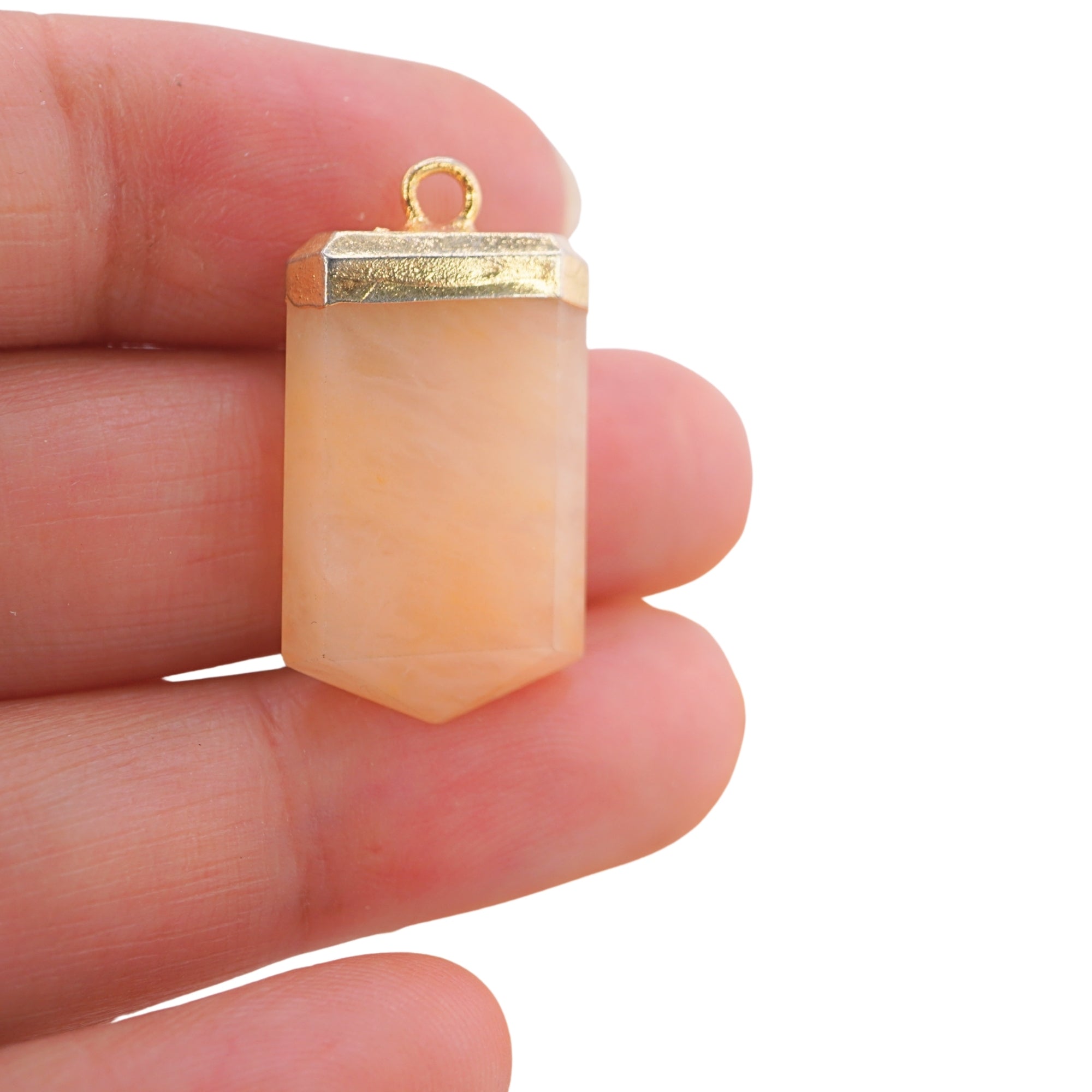 Aventurine Faceted Flat Point Pencil Gemstone Gold Electroplated Charm Pendant