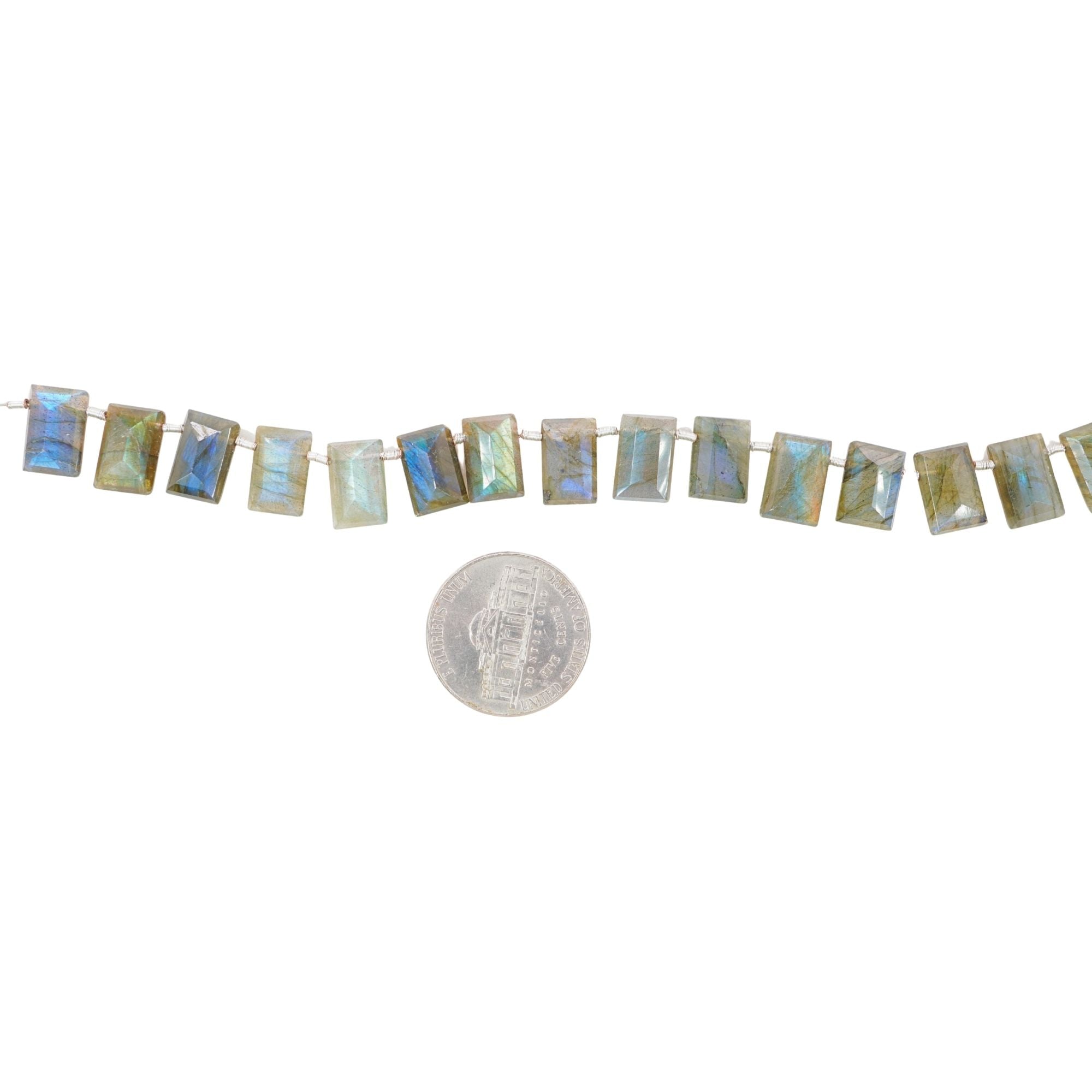 Labradorite 11 X 7 - 12 X 7 MM Faceted Rectangle Shape Gemstone 15 Inch Strand Beads